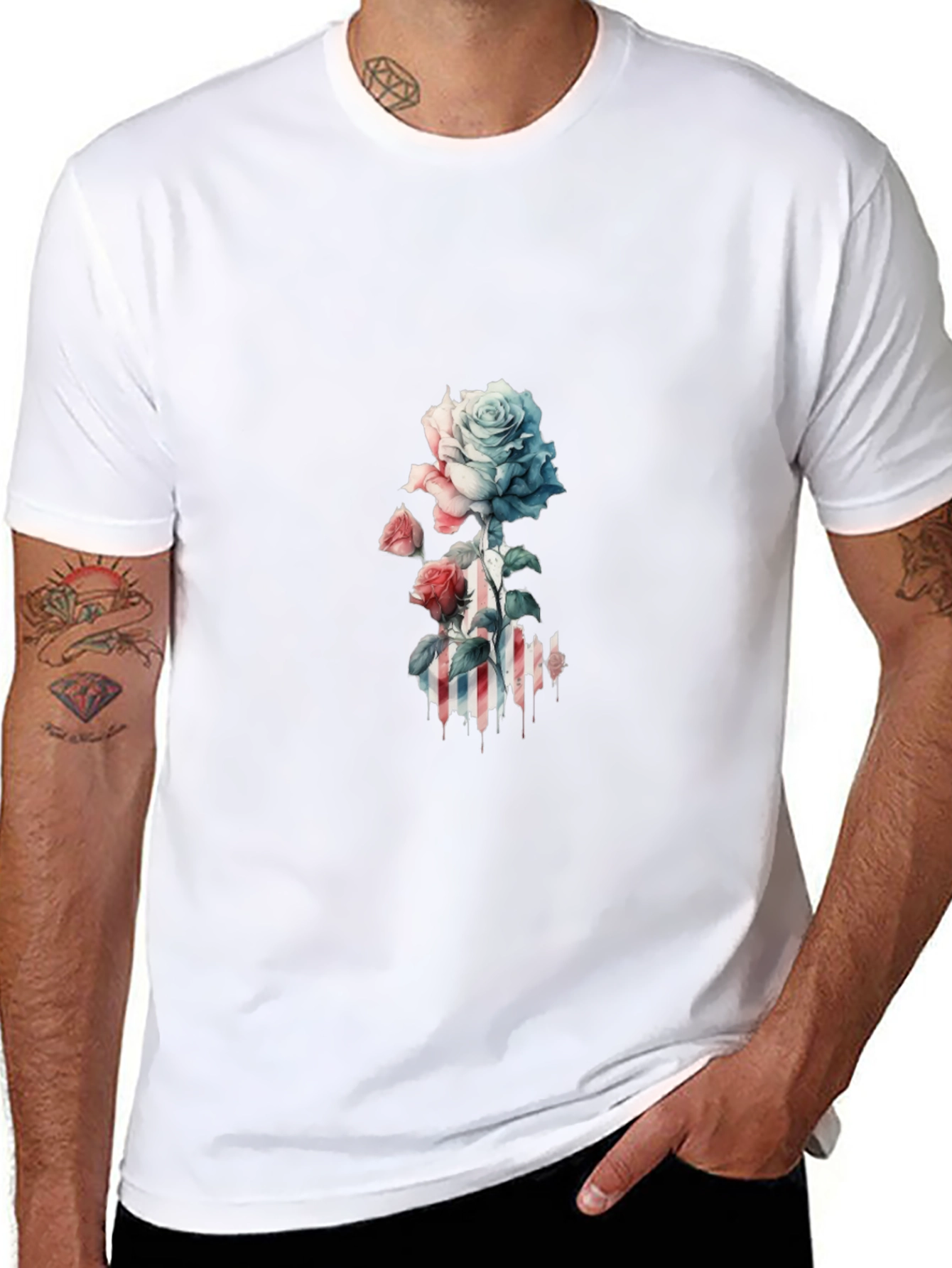 Rose Graphic Black Tee - Stylish and Unique