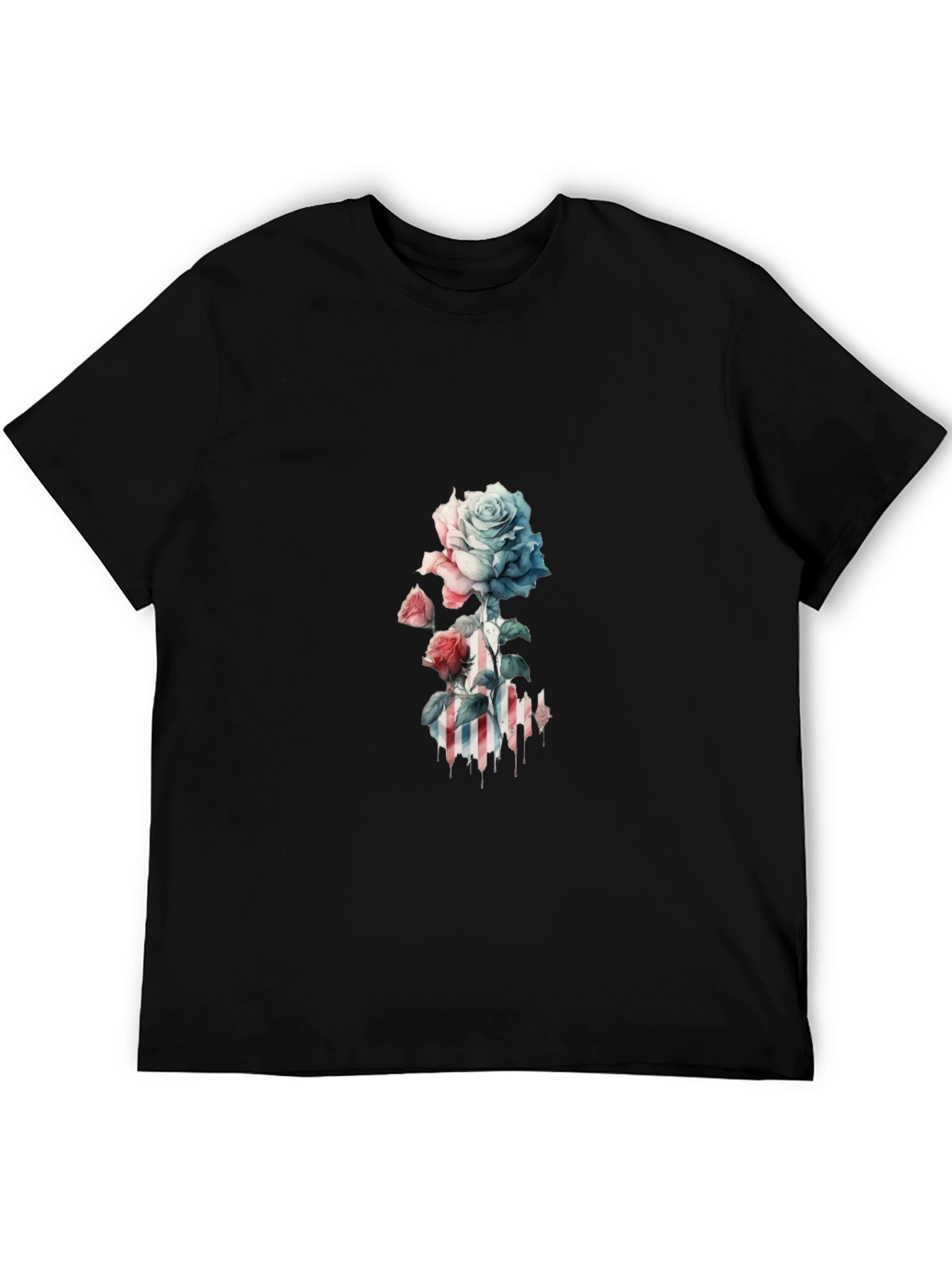 Rose Graphic Black Tee - Stylish and Unique