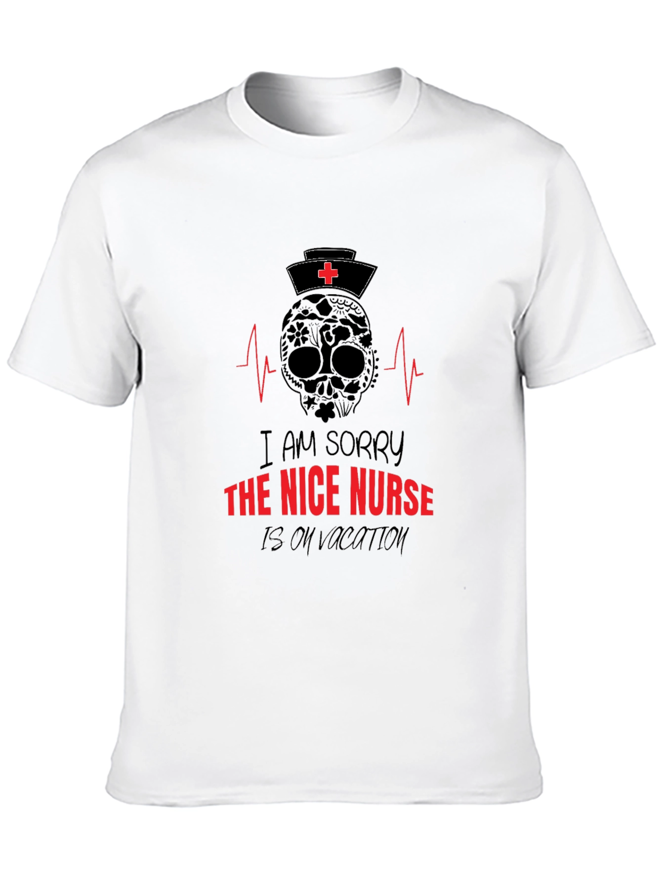 Nice Nurse on Vacation T-Shirt: Skull Graphic