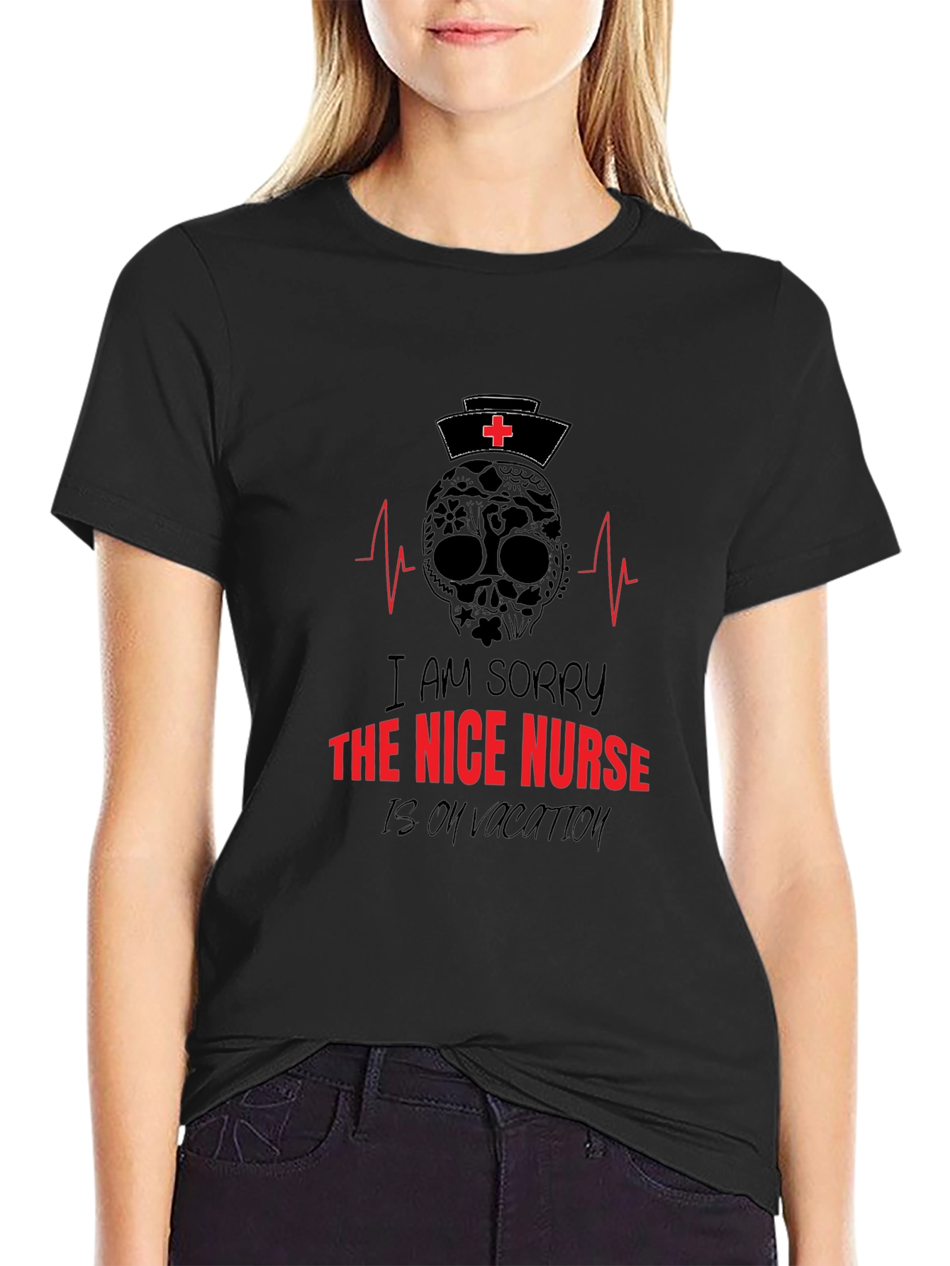 Nice Nurse on Vacation T-Shirt: Skull Graphic