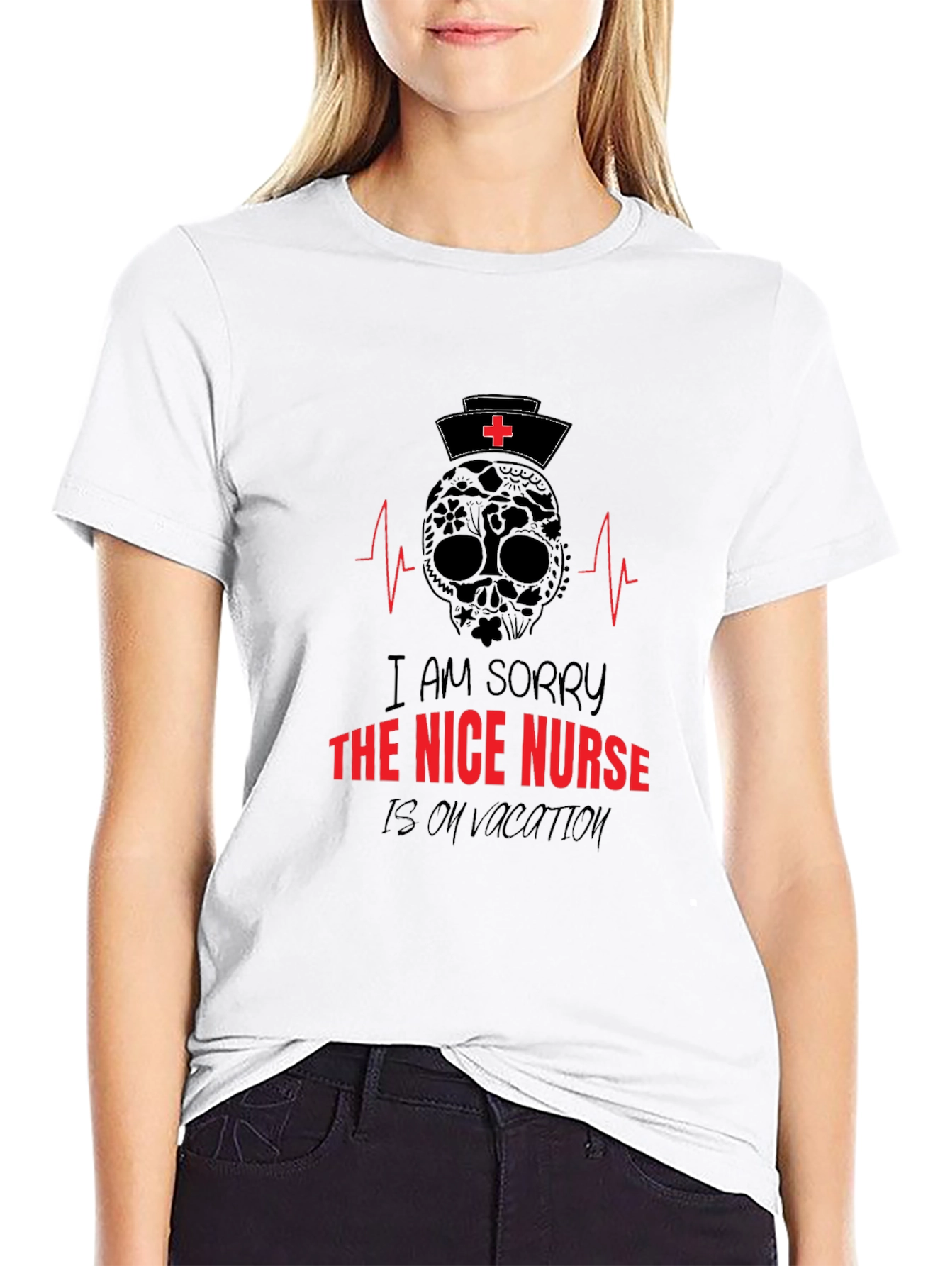 Nice Nurse on Vacation T-Shirt: Skull Graphic