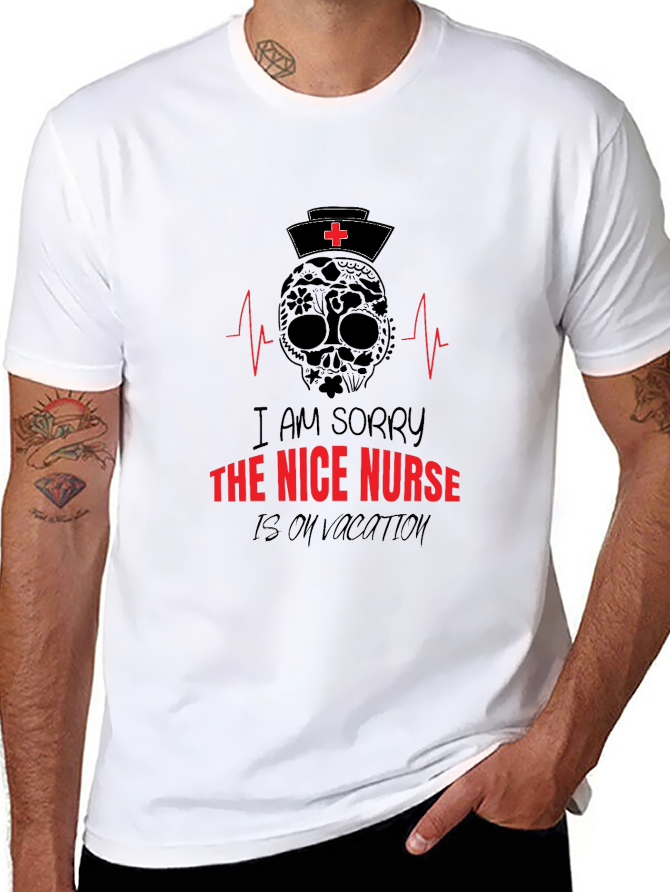 Nice Nurse on Vacation T-Shirt: Skull Graphic