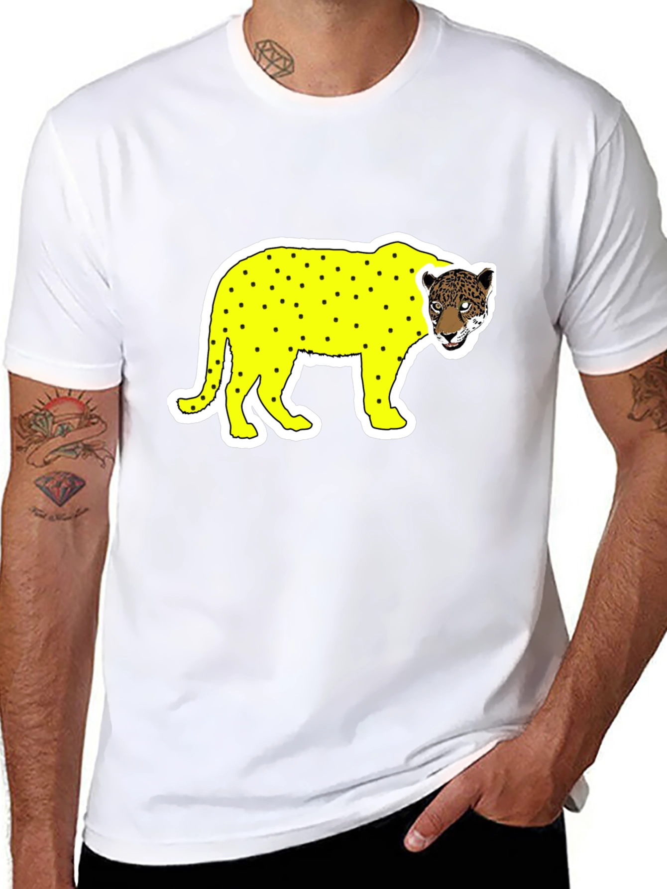 Novelty Graphic Tee - Yellow Leopard
