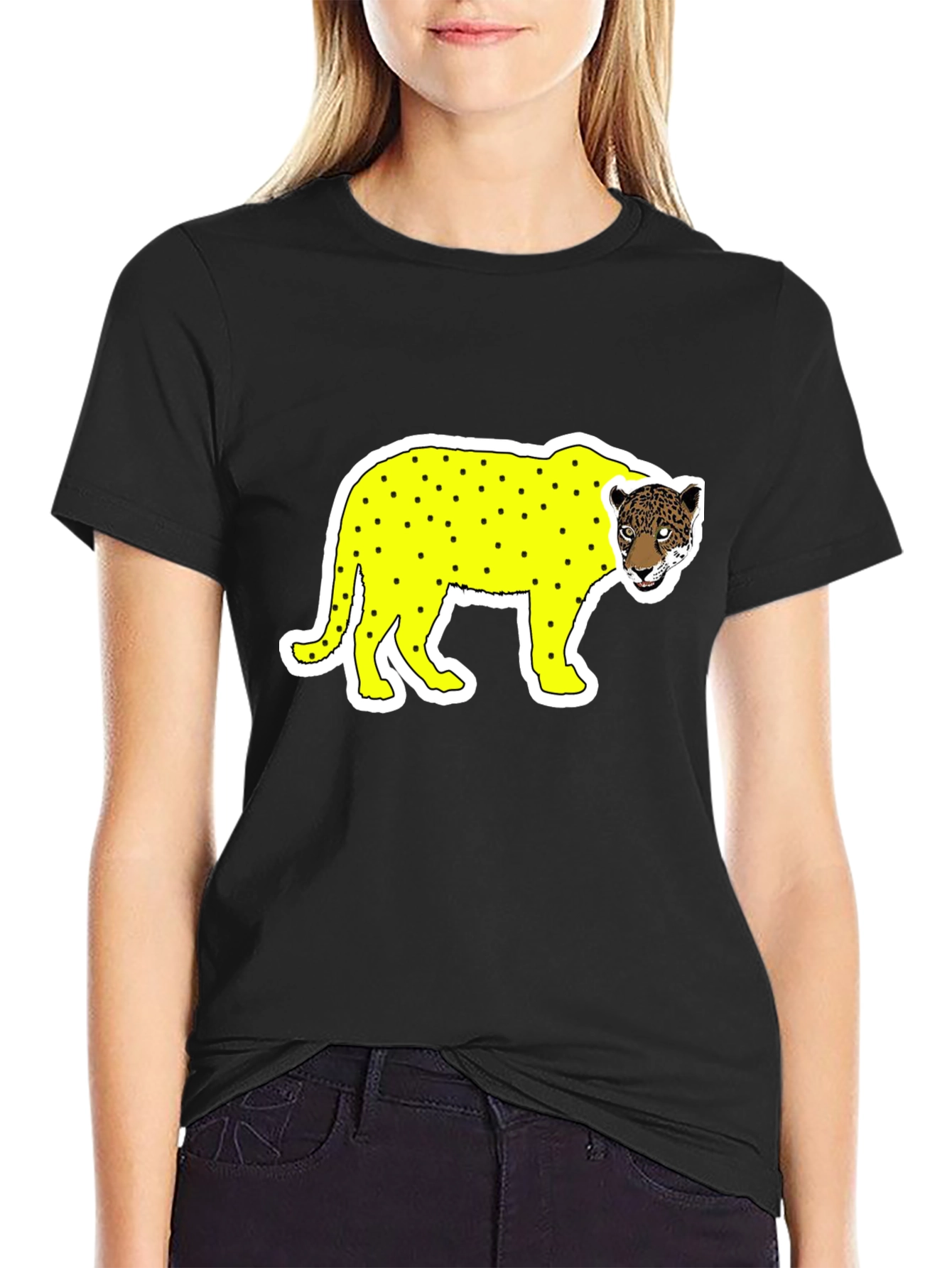 Novelty Graphic Tee - Yellow Leopard