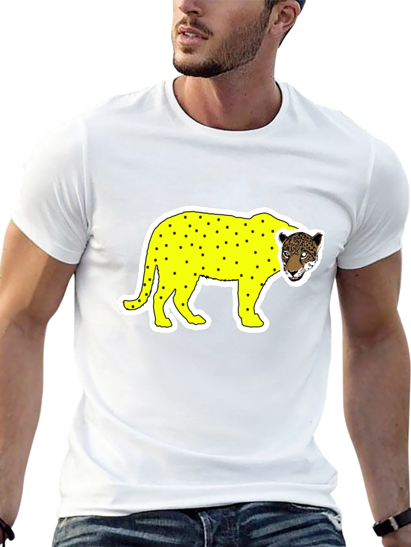 Novelty Graphic Tee - Yellow Leopard