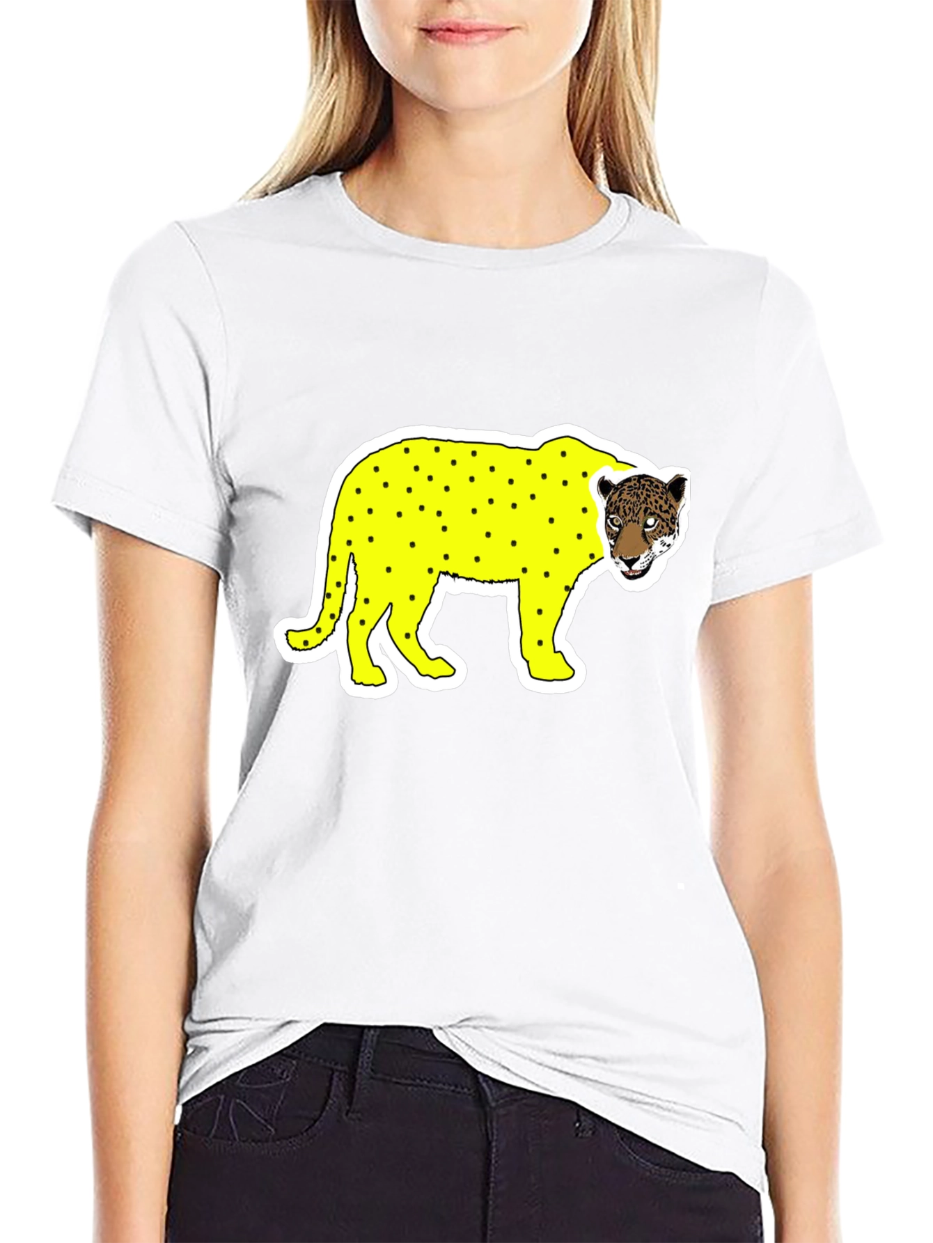 Novelty Graphic Tee - Yellow Leopard
