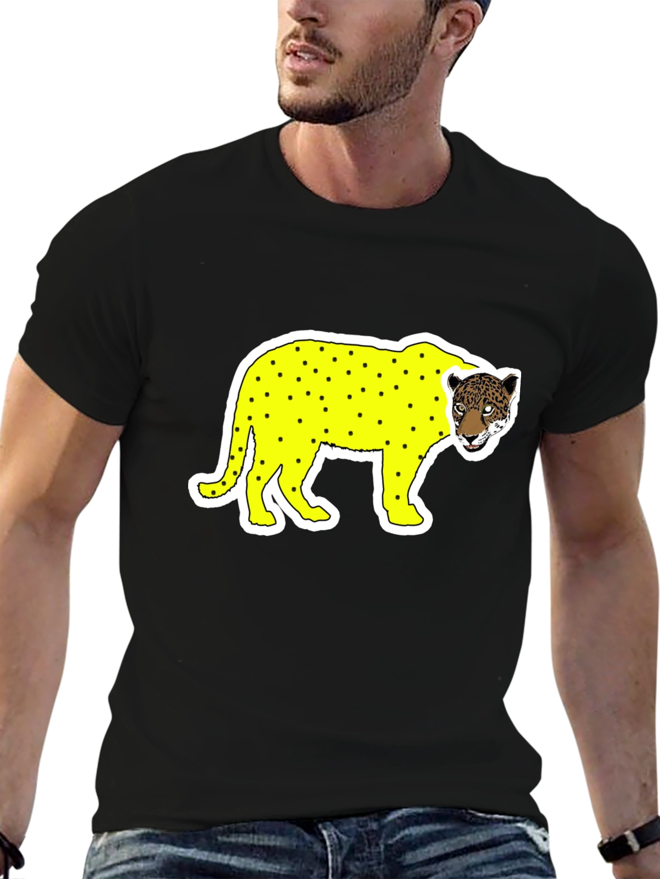 Novelty Graphic Tee - Yellow Leopard