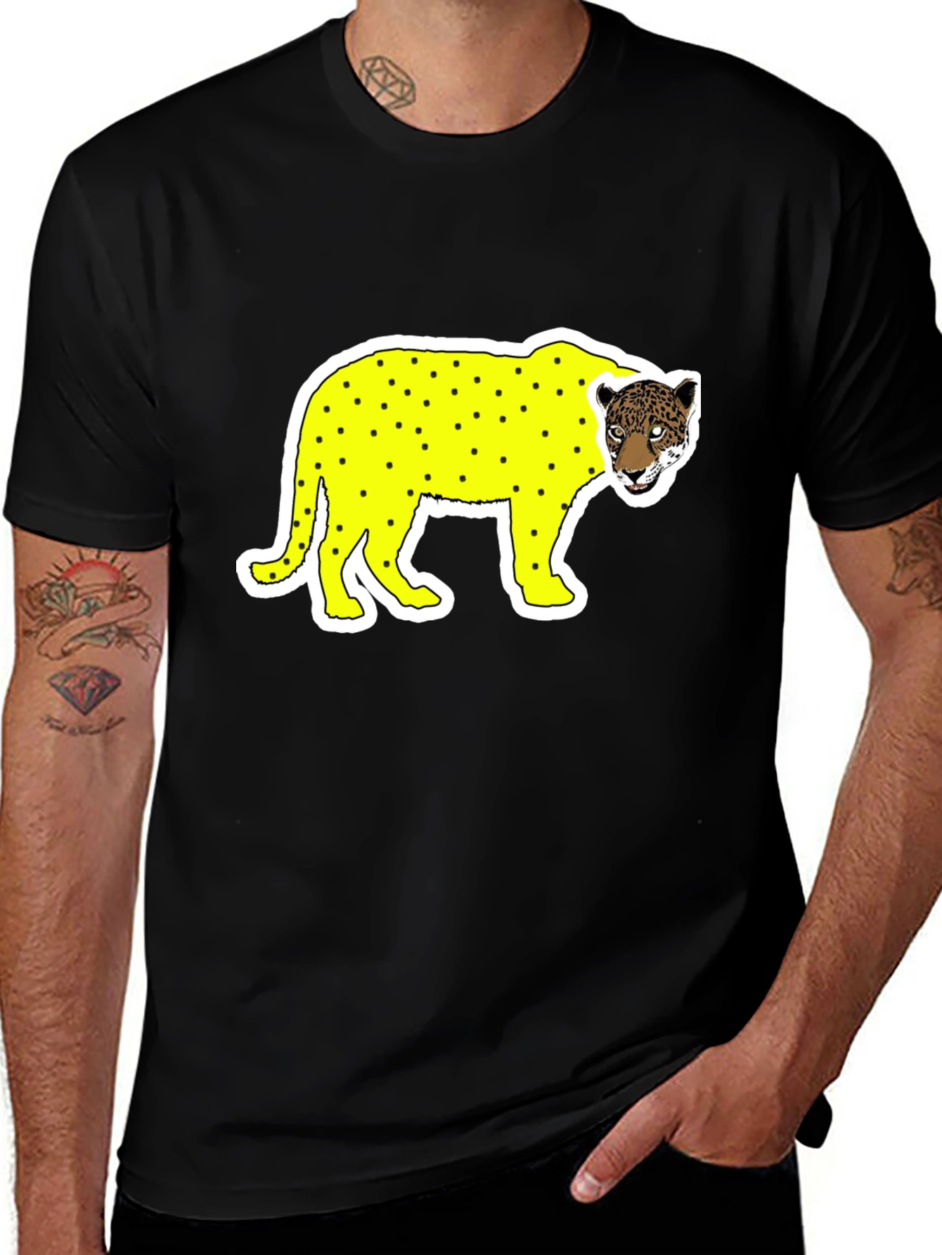 Novelty Graphic Tee - Yellow Leopard