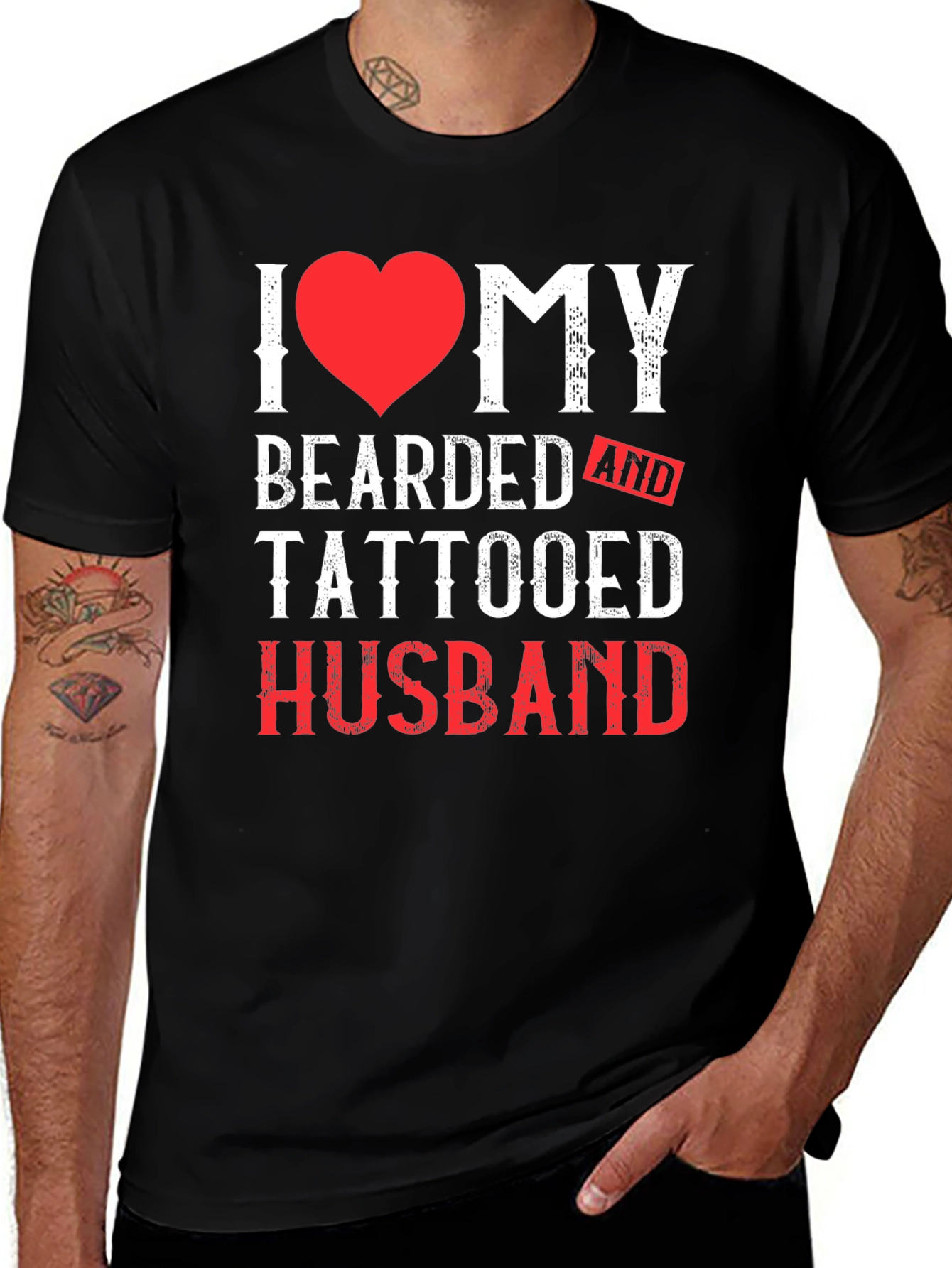 I Heart My Bearded and Tattooed Husband T-Shirt
