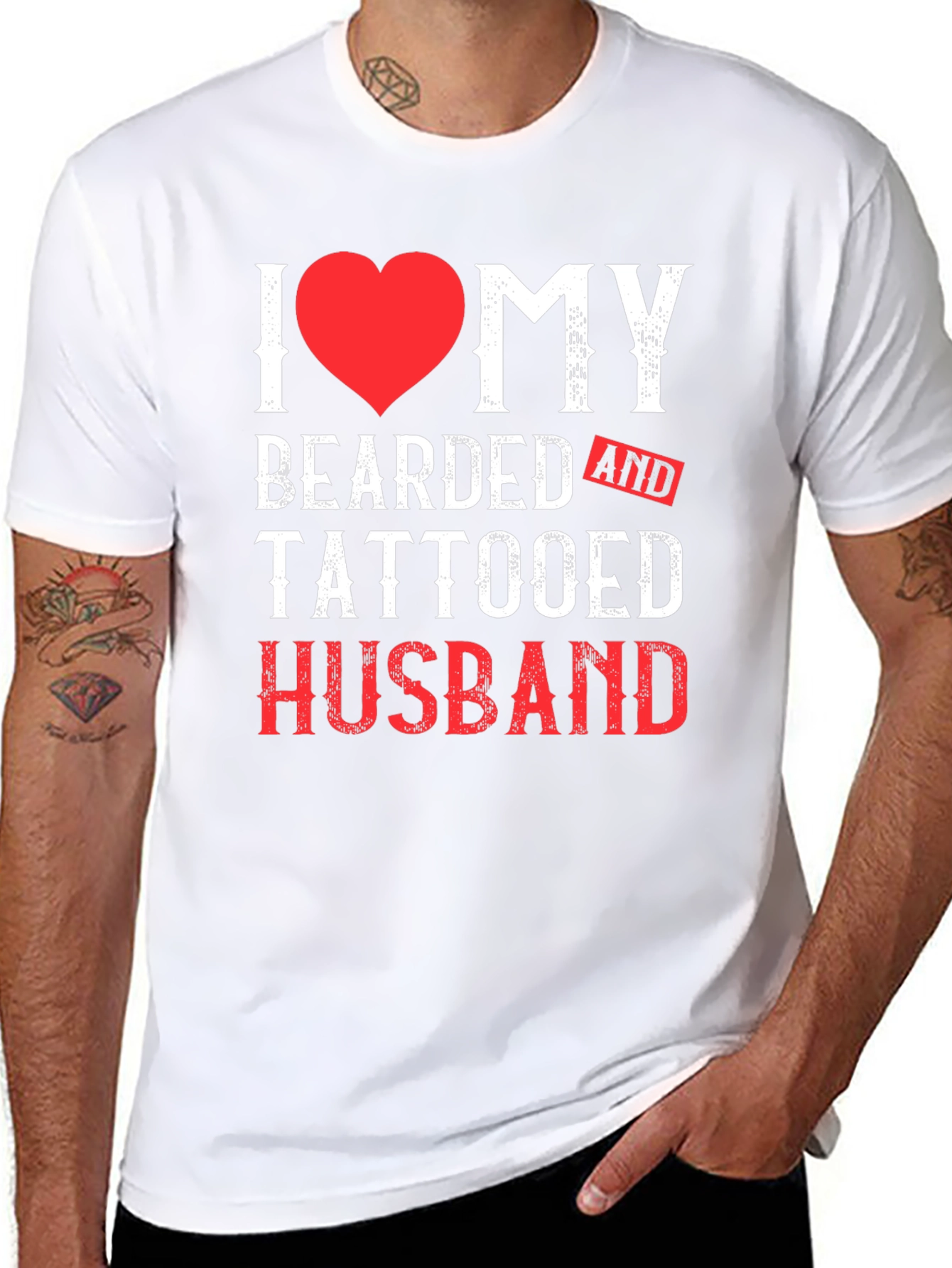 I Heart My Bearded and Tattooed Husband T-Shirt