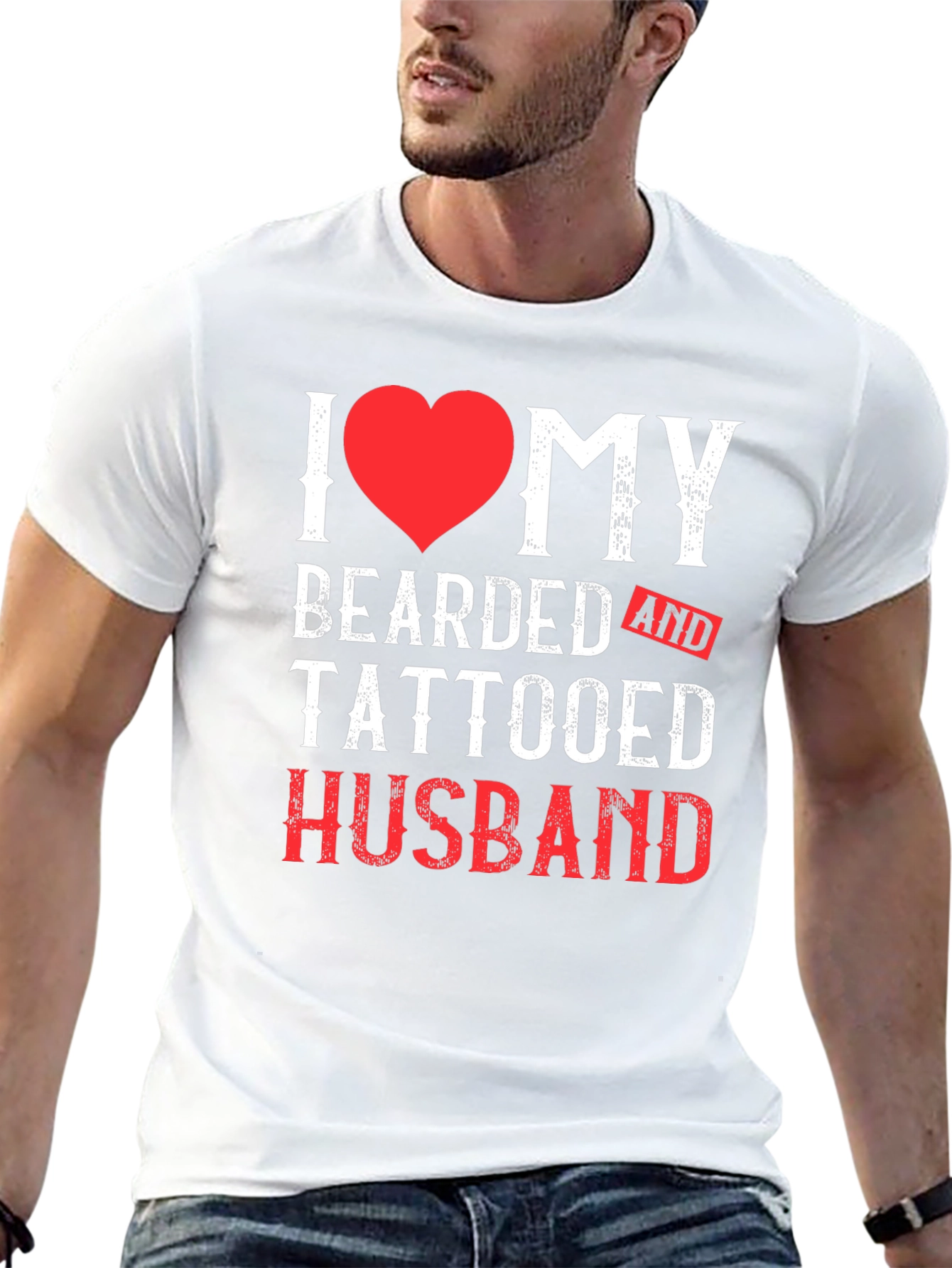 I Heart My Bearded and Tattooed Husband T-Shirt