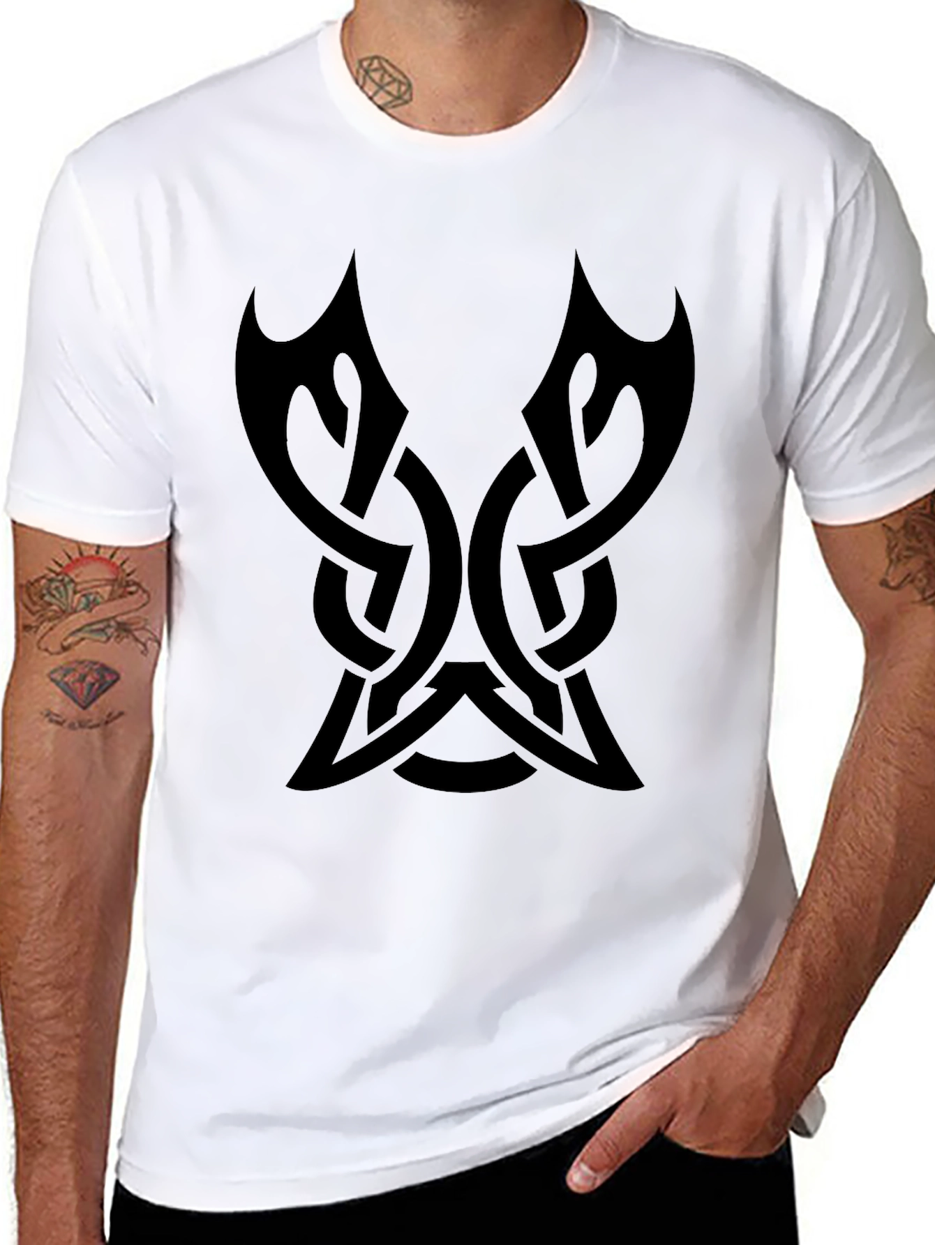 Mens Black Tribal Knot Graphic Tee