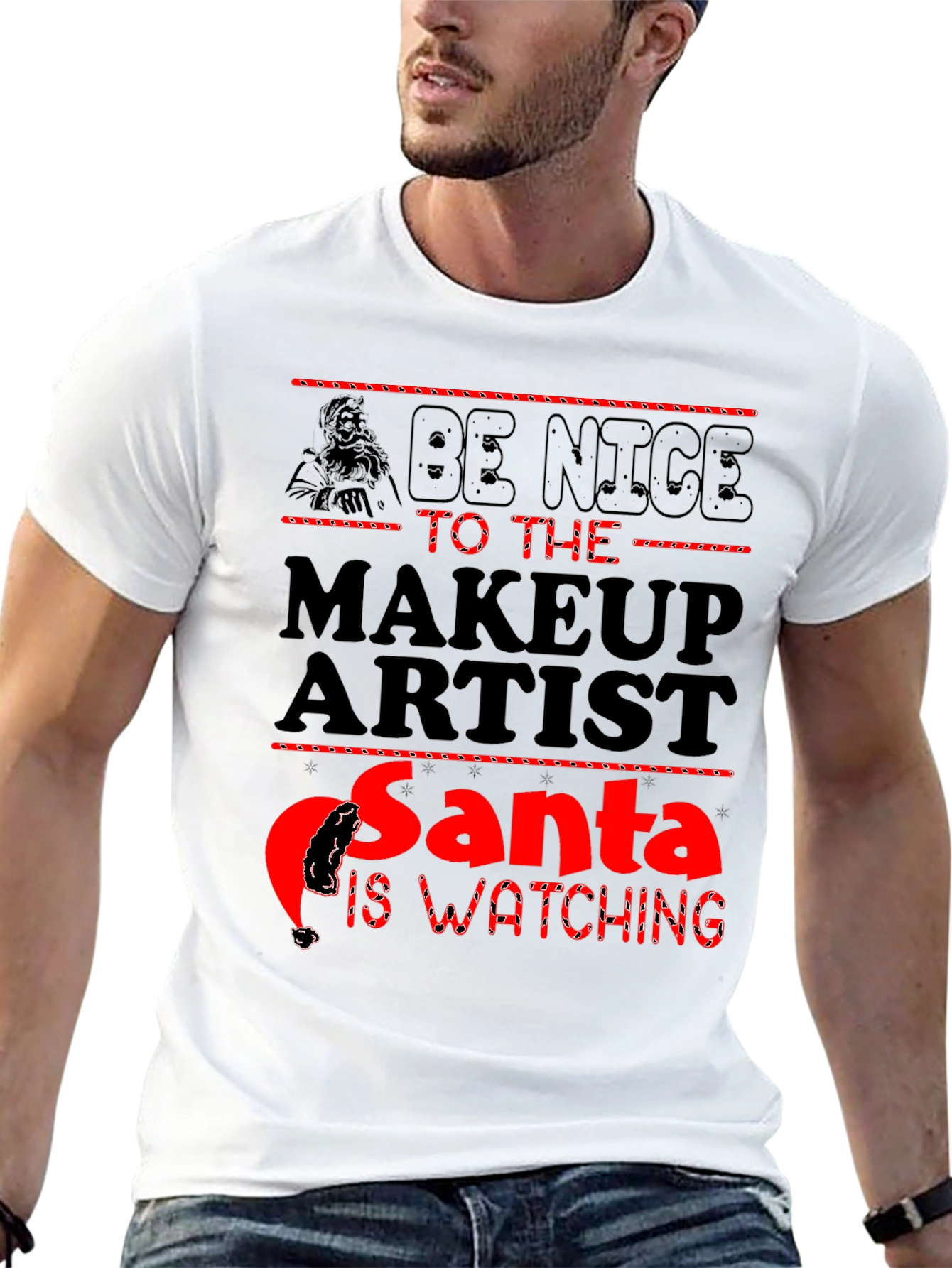 Makeup Artist Santa Watching T-Shirt