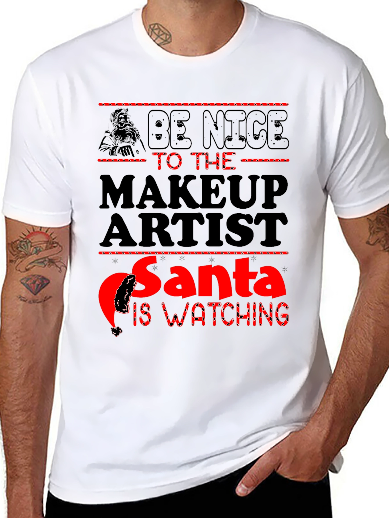 Makeup Artist Santa Watching T-Shirt