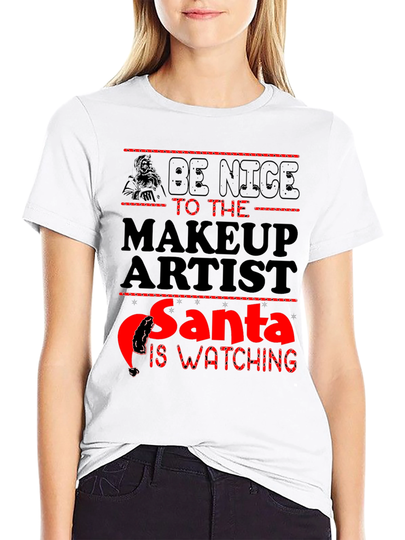 Makeup Artist Santa Watching T-Shirt