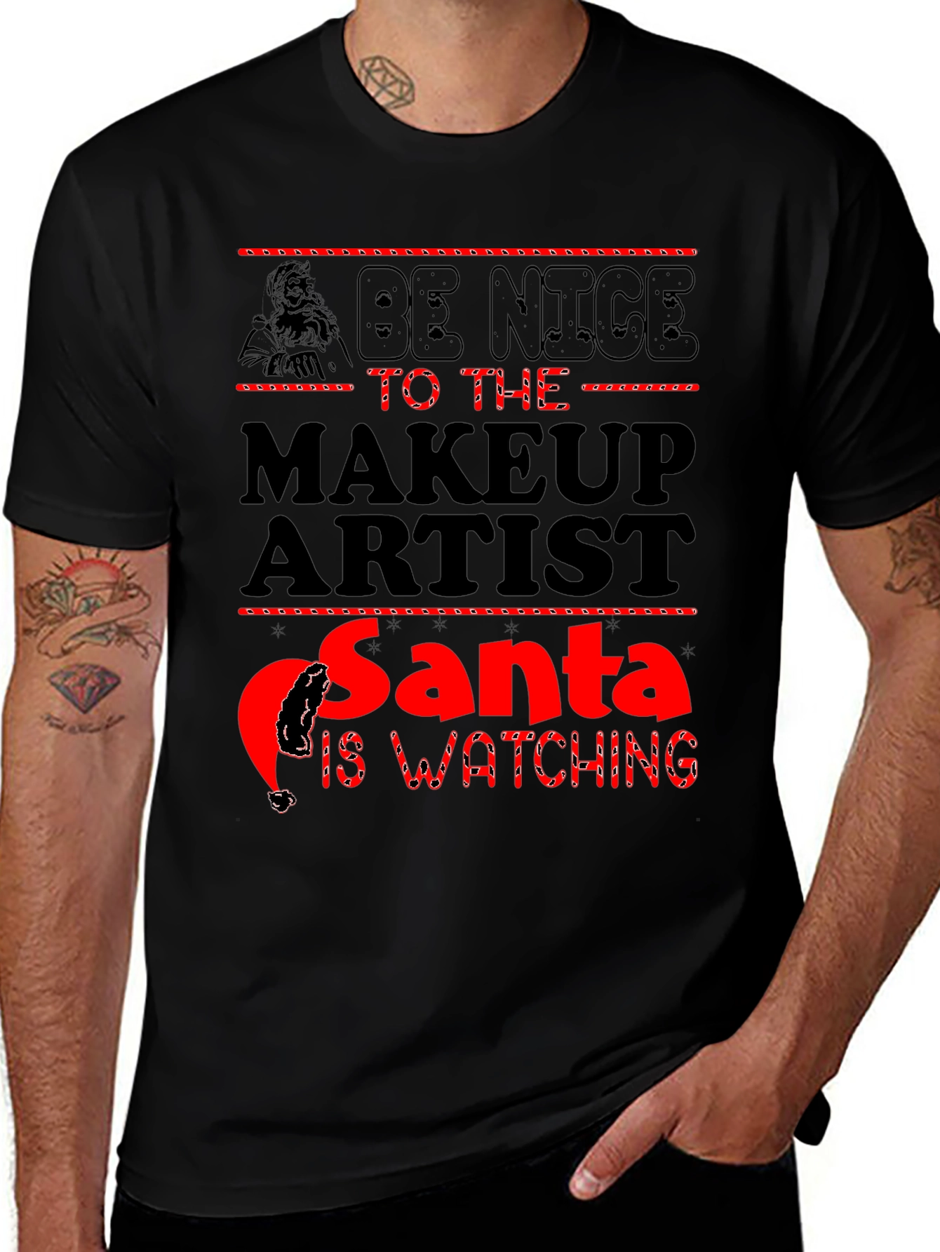 Makeup Artist Santa Watching T-Shirt