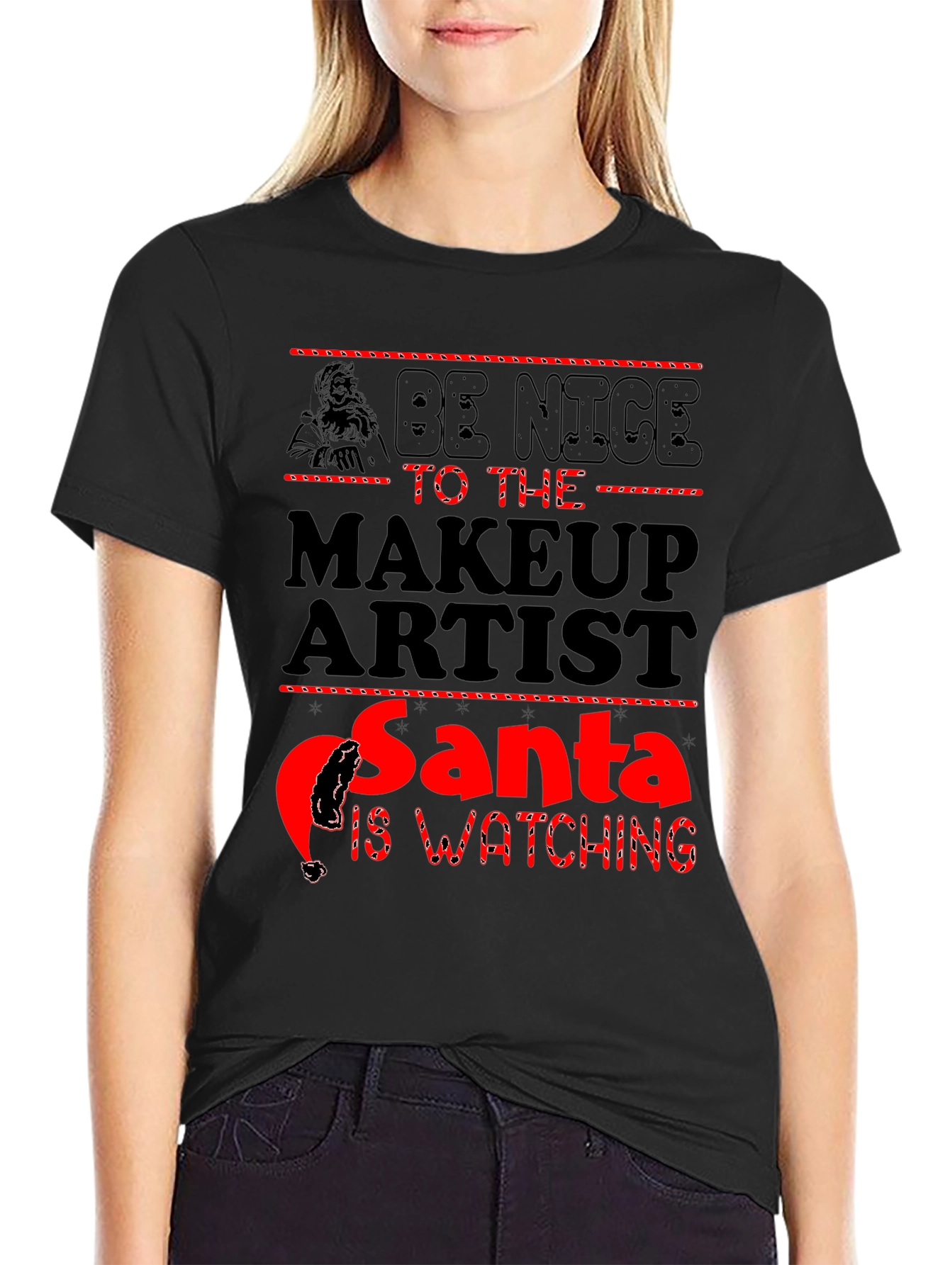 Makeup Artist Santa Watching T-Shirt