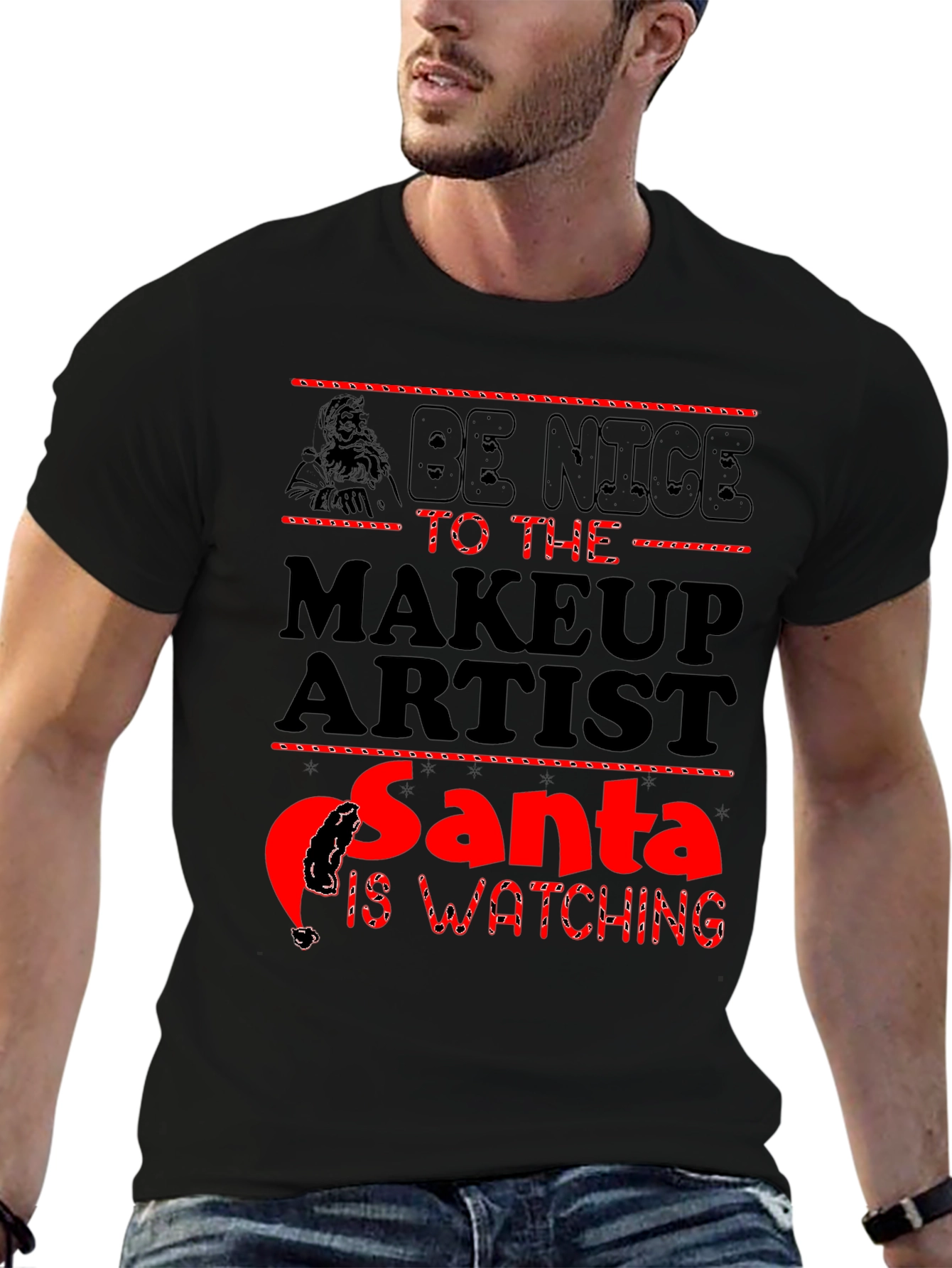 Makeup Artist Santa Watching T-Shirt