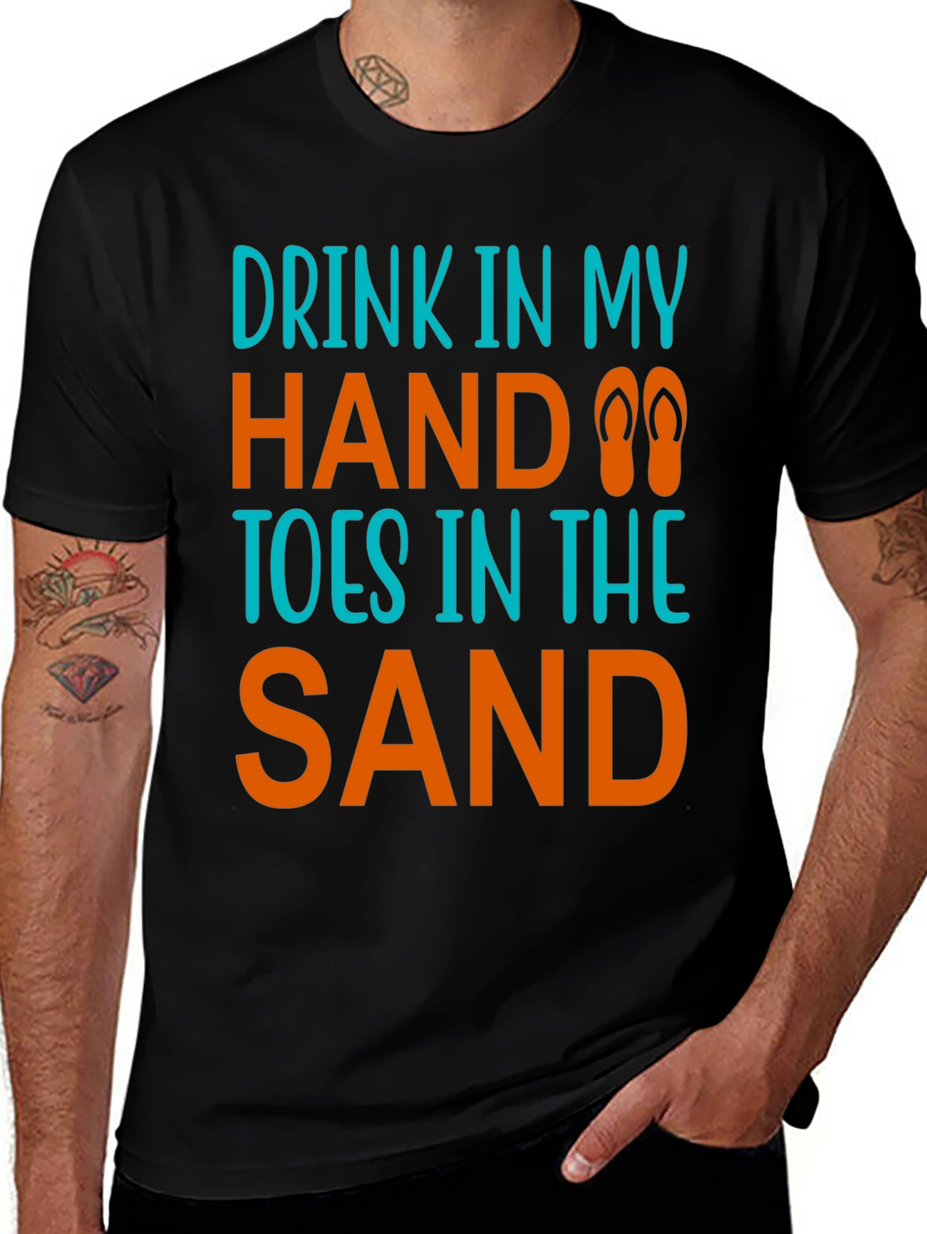 Drink in Hand Toes in Sand Graphic Tee