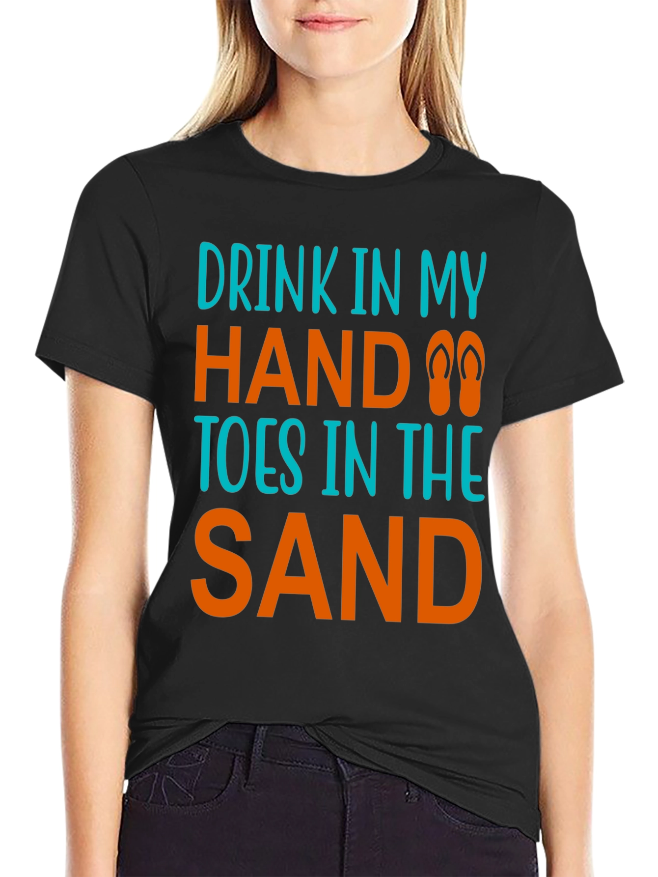 Drink in Hand Toes in Sand Graphic Tee