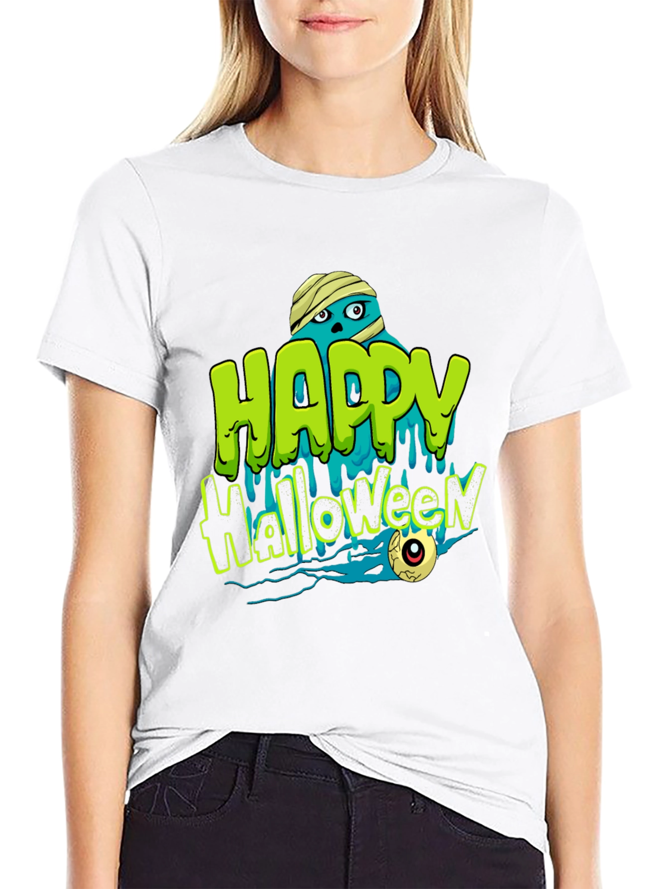 Happy Halloween Mummy Graphic Tee - Spooky Season Shirt