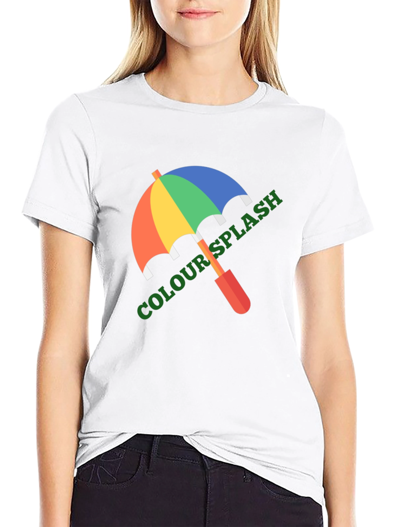 Colour Splash Umbrella Graphic Tee - Black