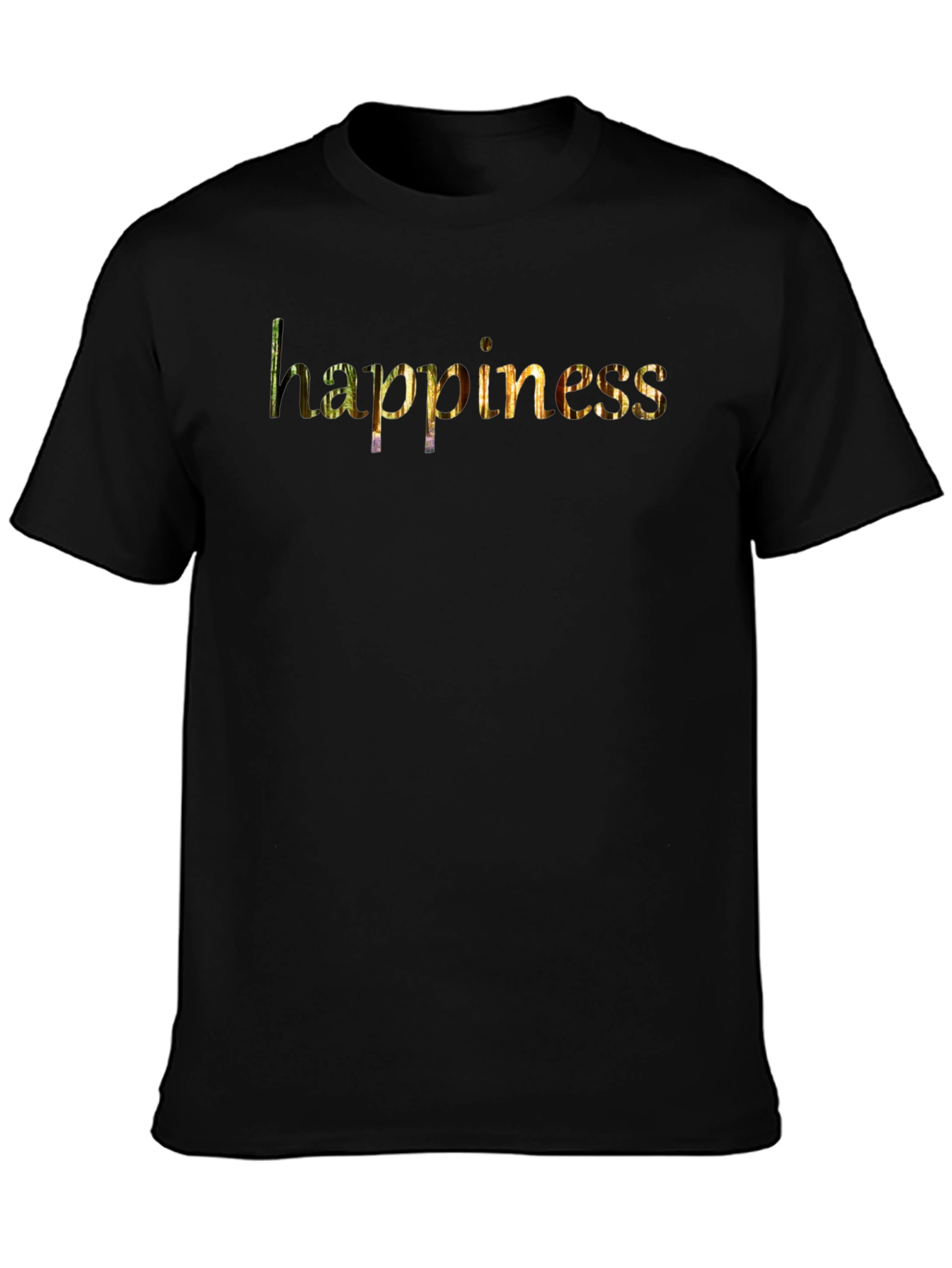 Happiness Graphic Black T-Shirt for Men