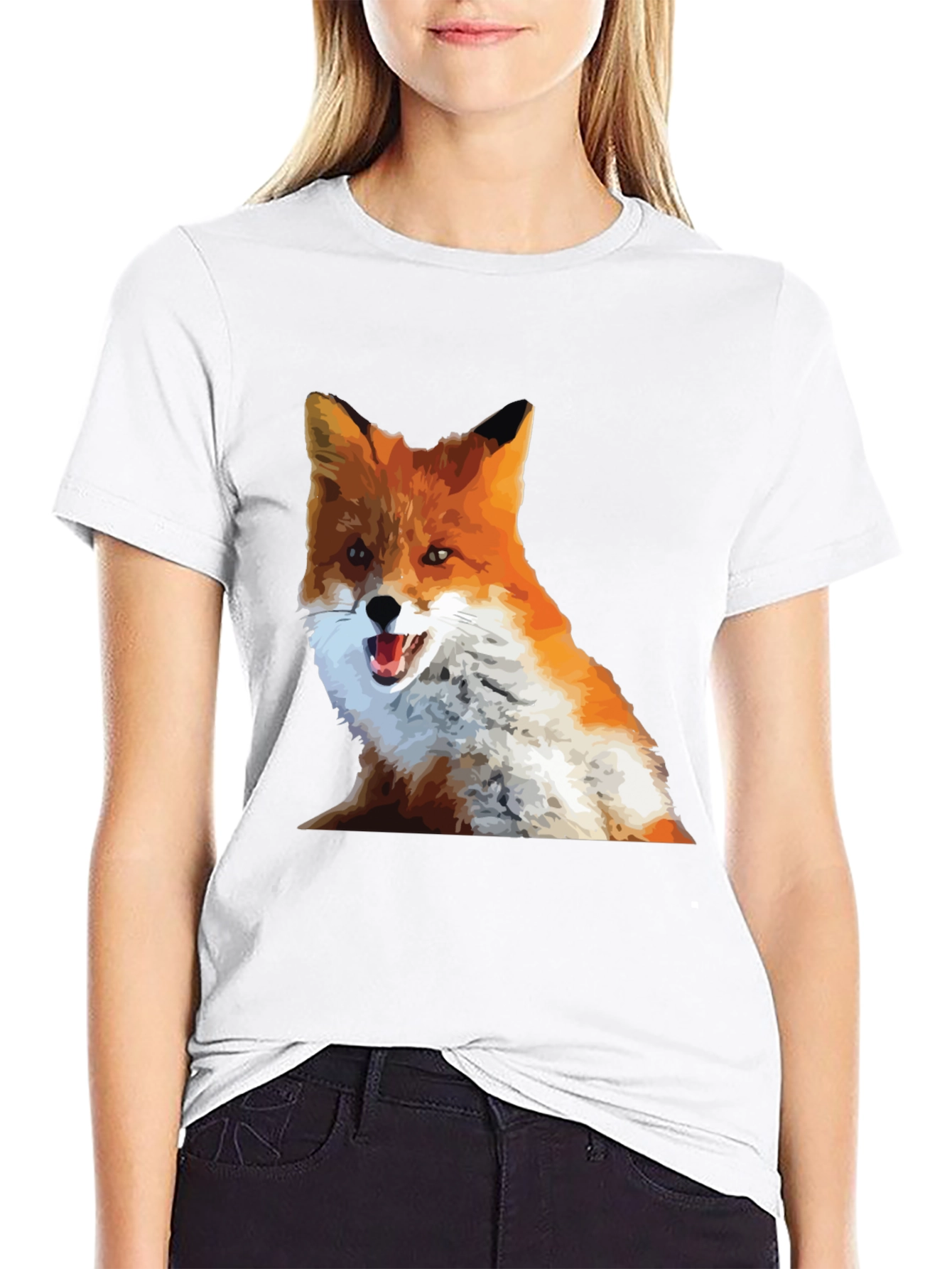 Cool Fox Graphic Tee - Black Cotton T-Shirt