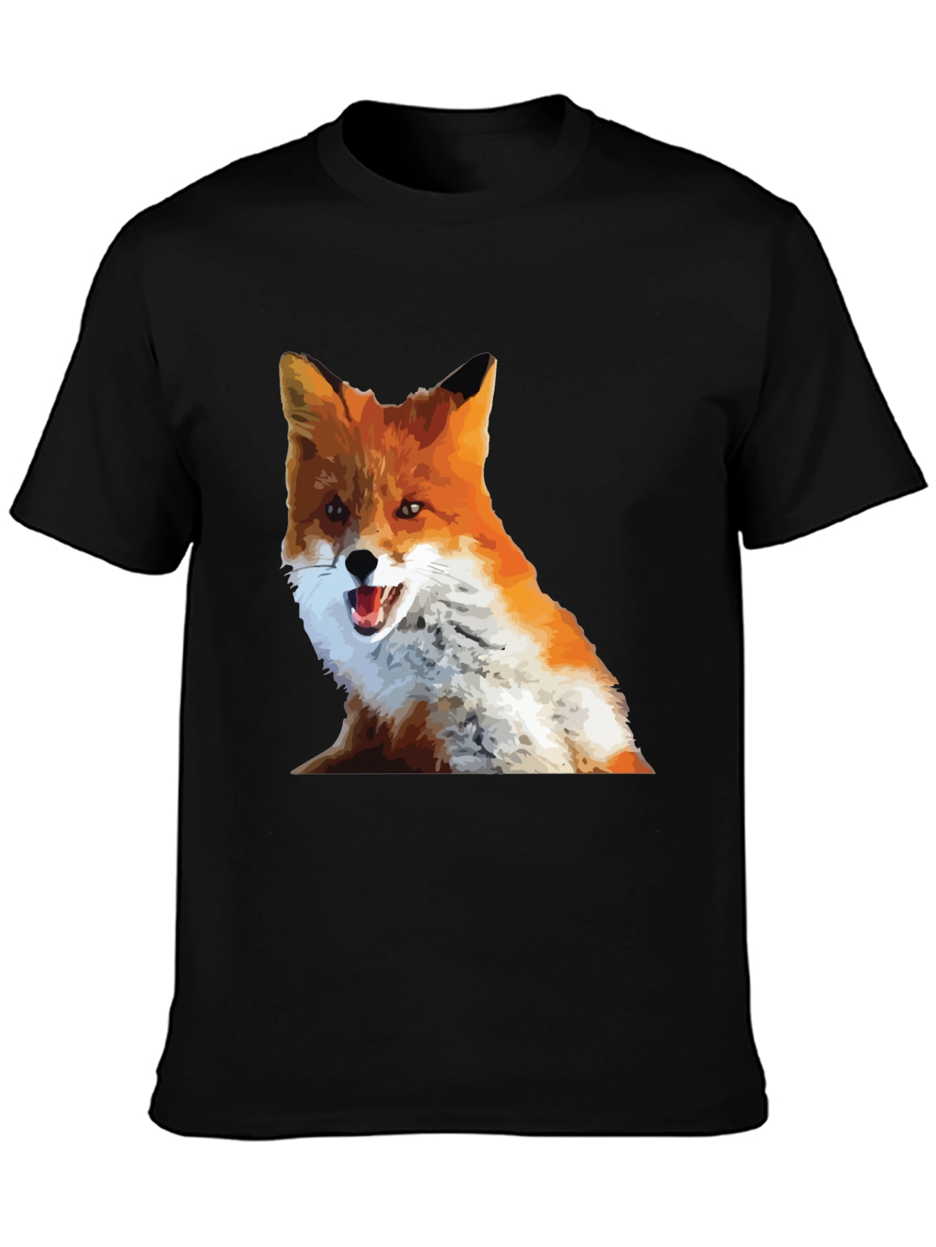 Cool Fox Graphic Tee - Black Cotton T-Shirt