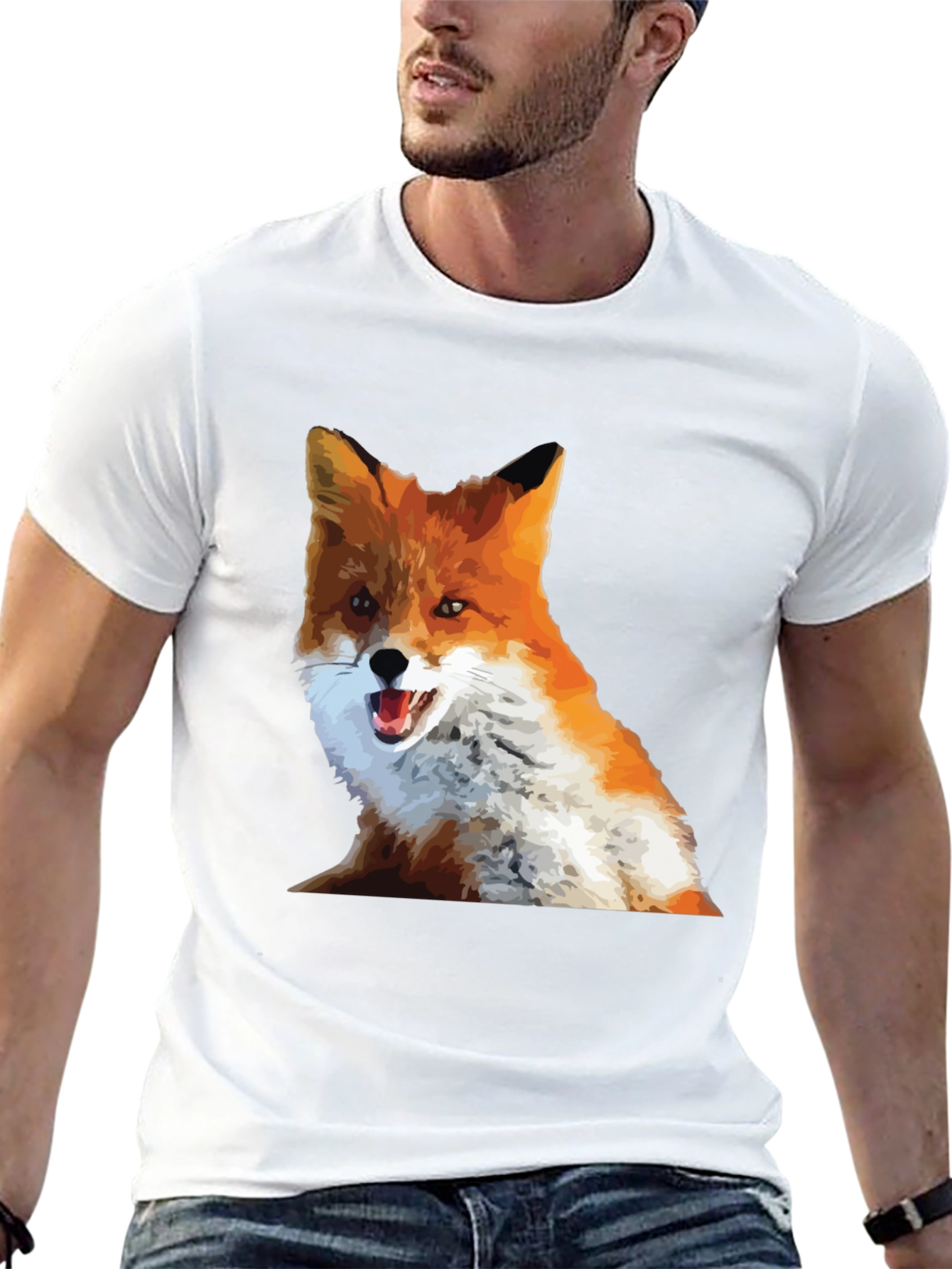 Cool Fox Graphic Tee - Black Cotton T-Shirt