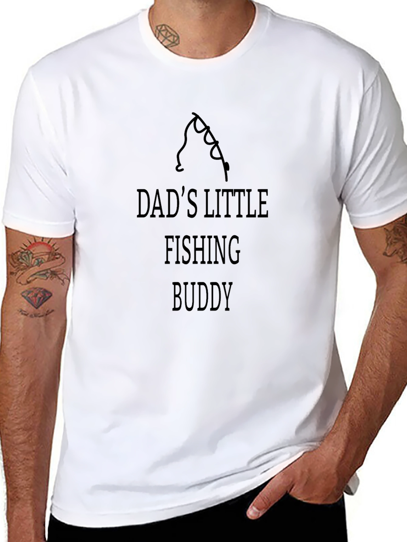 Dads Little Fishing Buddy Black Graphic Tee