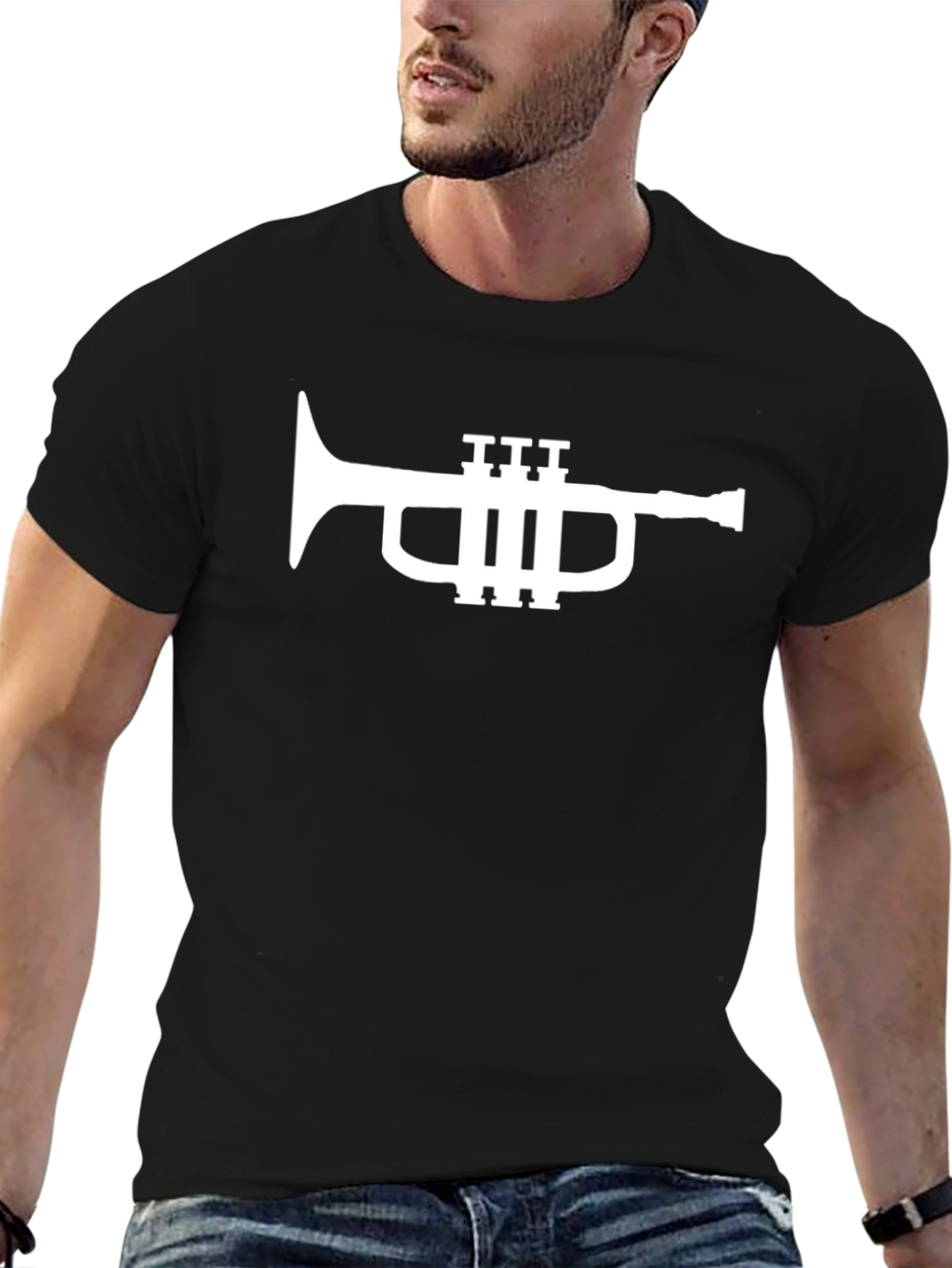 Trumpet Graphic Tee - Classic Black Cotton T-Shirt