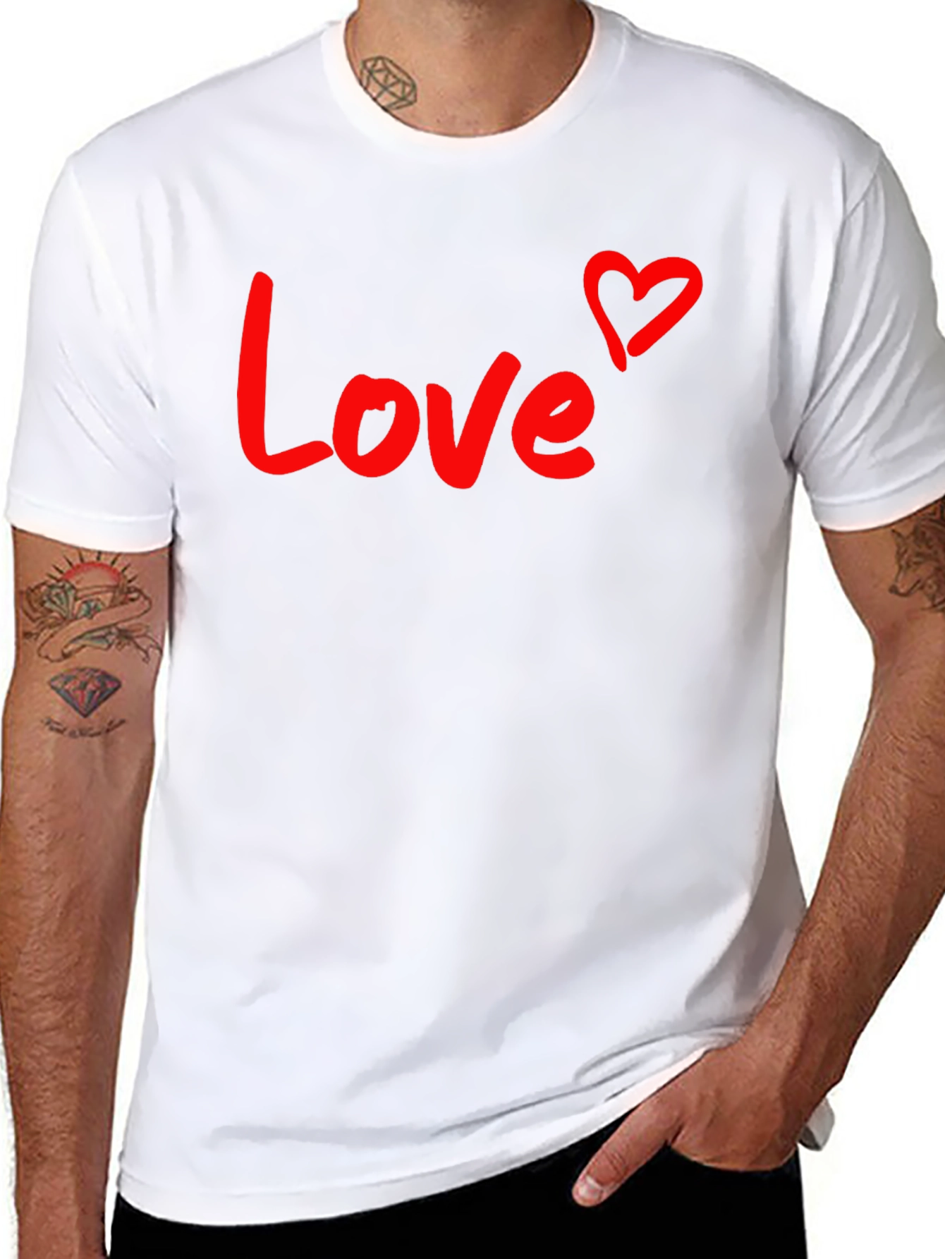 Love Heart Graphic Tee - Black Cotton Blend