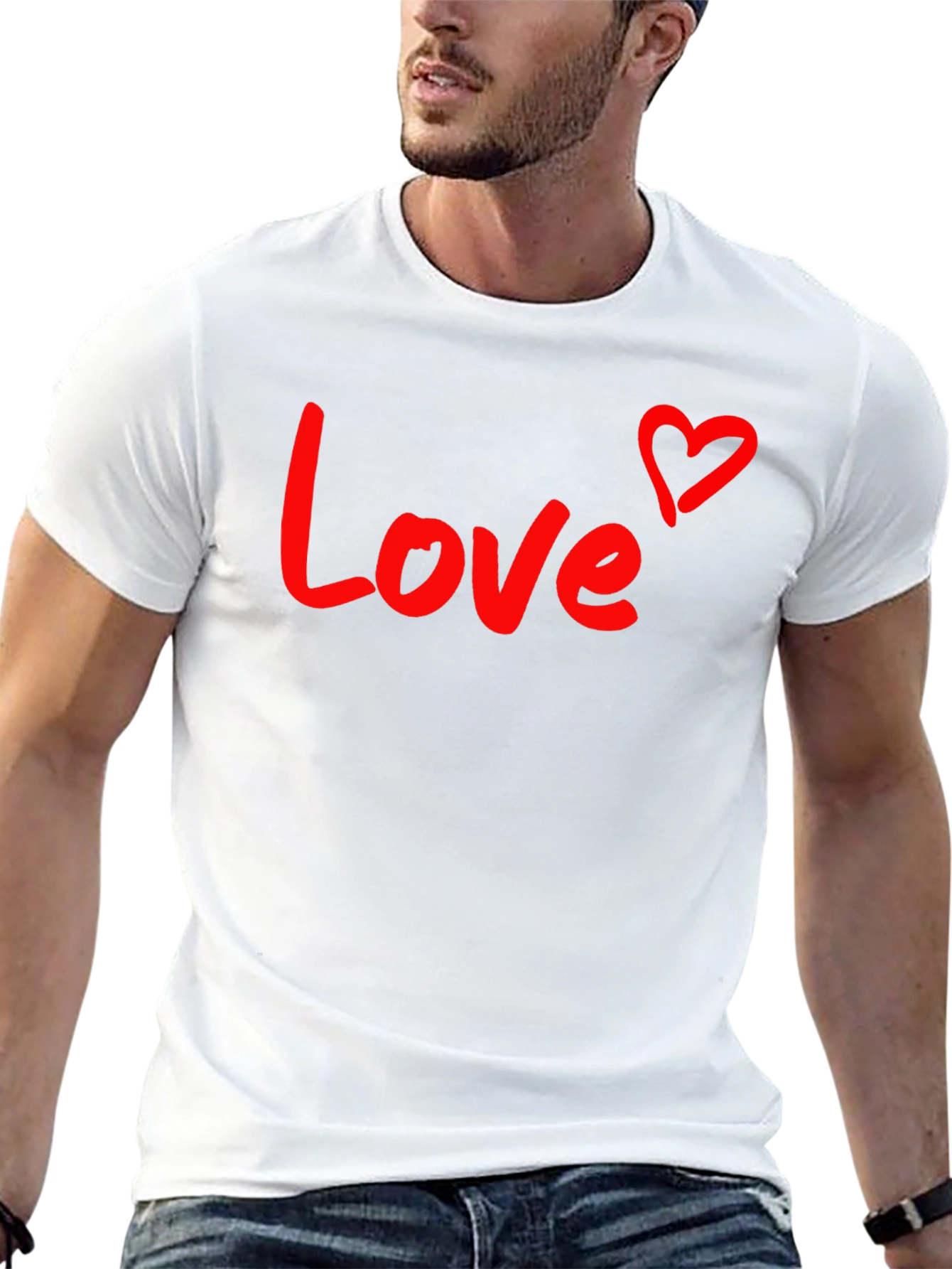 Love Heart Graphic Tee - Black Cotton Blend