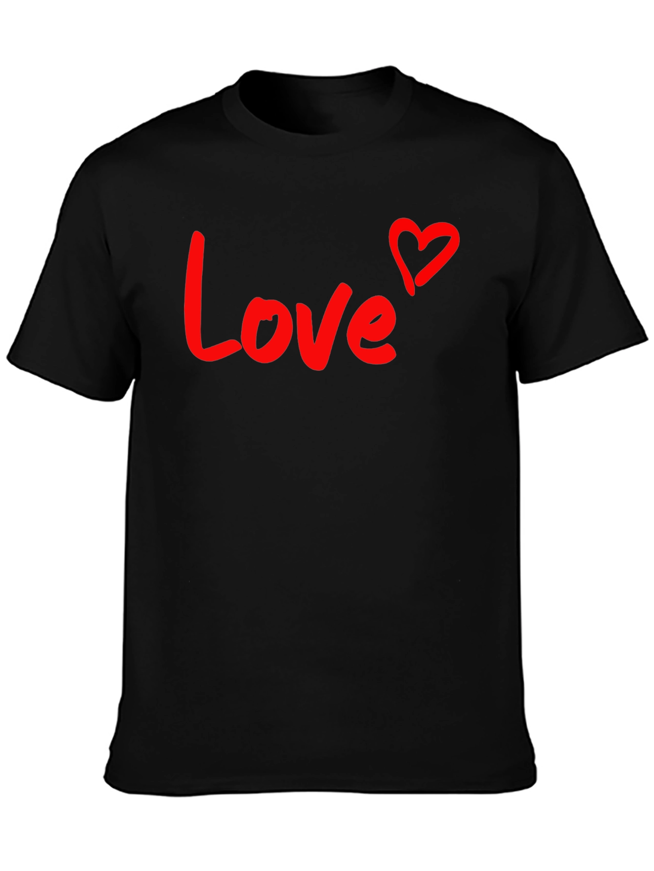 Love Heart Graphic Tee - Black Cotton Blend