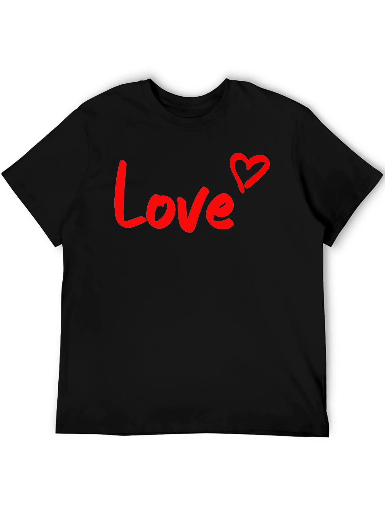 Love Heart Graphic Tee - Black Cotton Blend