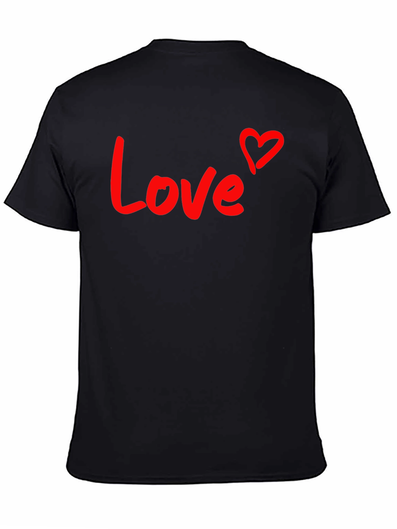 Love Heart Graphic Tee - Black Cotton Blend
