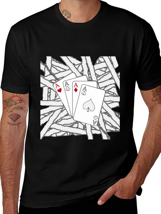 Aces Playing Card Graphic Black T-Shirt