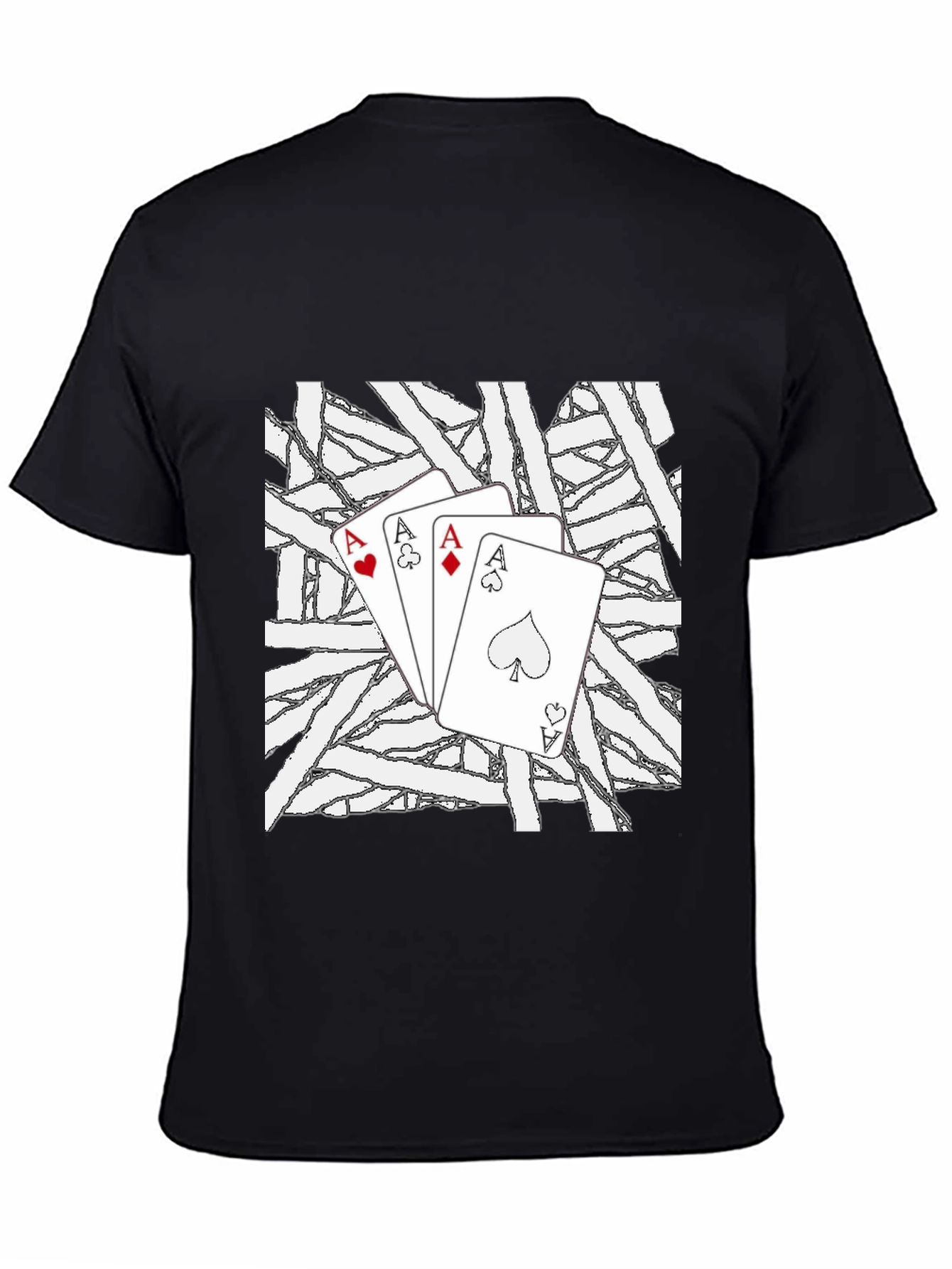Aces Playing Card Graphic Black T-Shirt