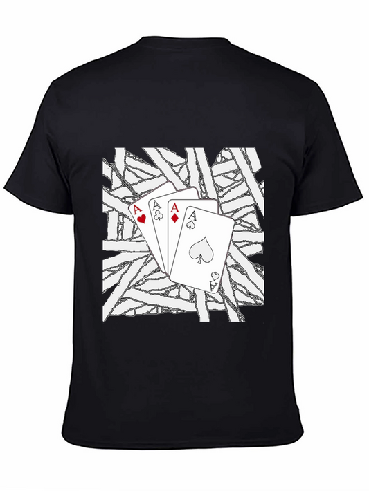 Aces Playing Card Graphic Black T-Shirt