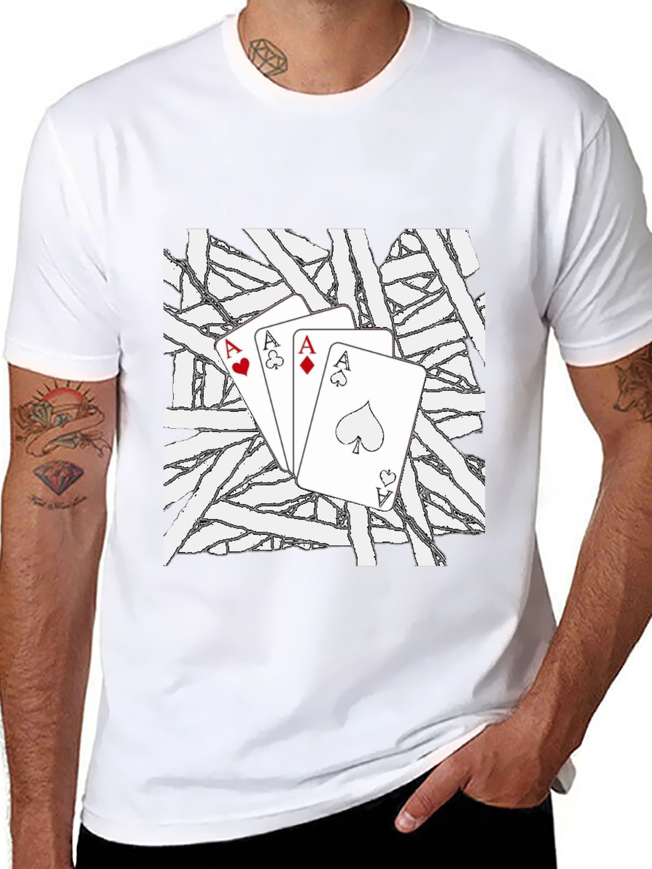 Aces Playing Card Graphic Black T-Shirt
