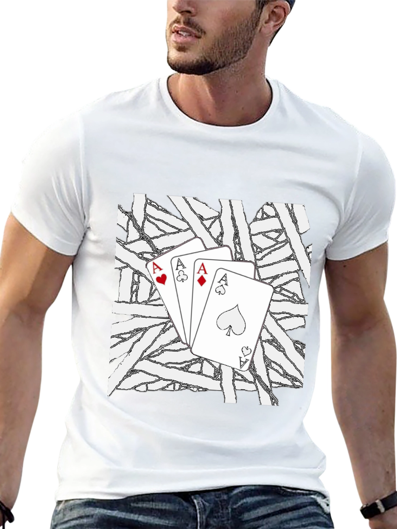 Aces Playing Card Graphic Black T-Shirt