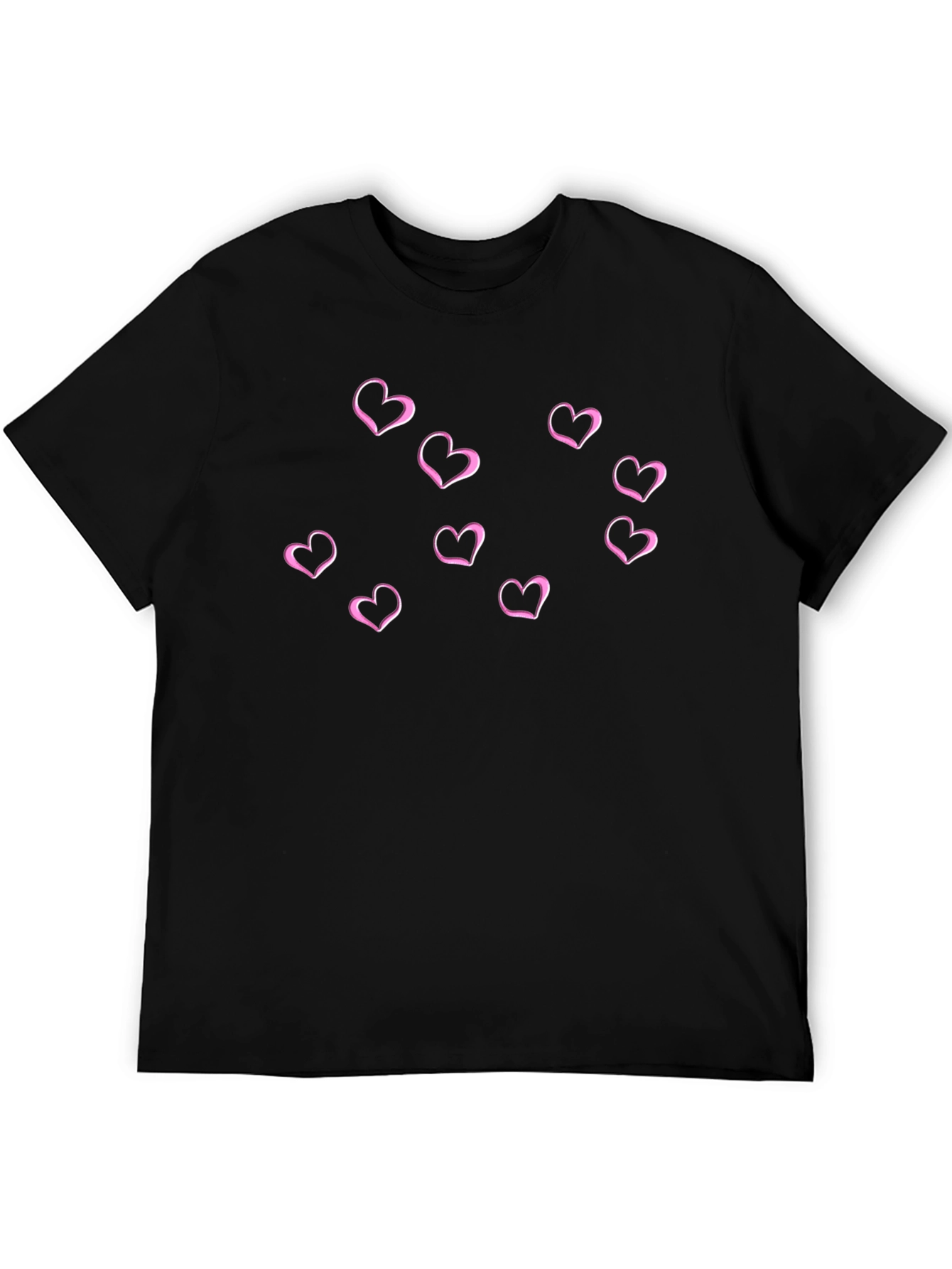 Hearts Graphic Mens Black T-Shirt
