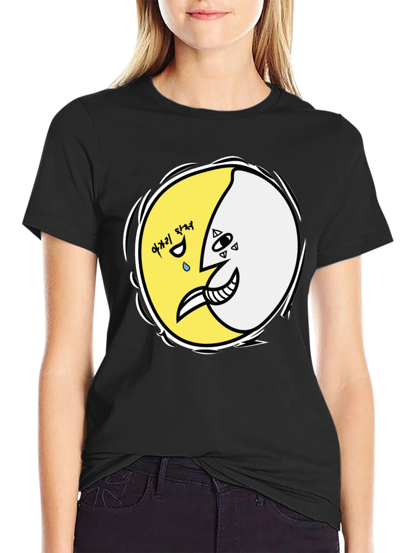 Unique Crescent Moon Graphic T-Shirt