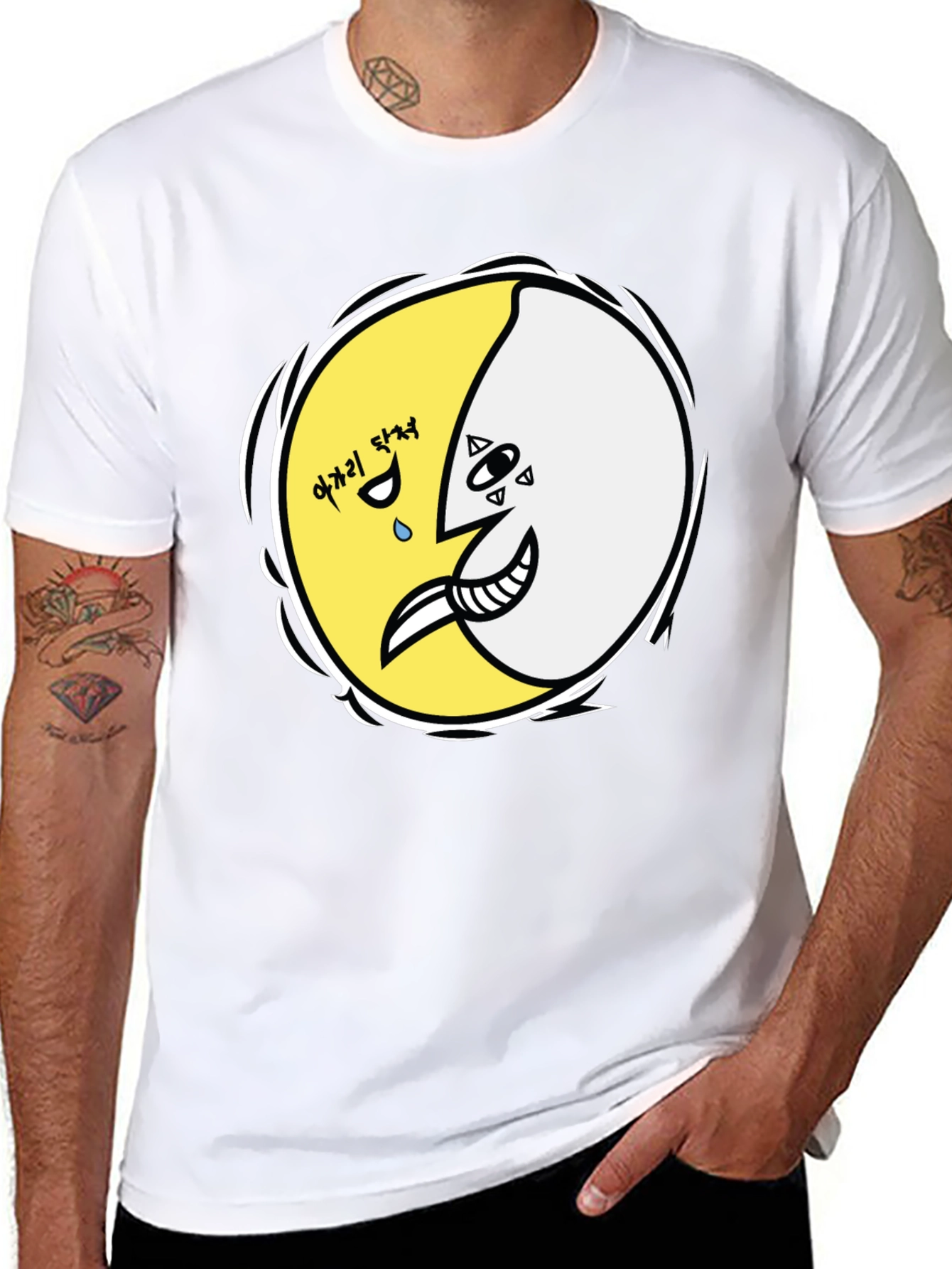 Unique Crescent Moon Graphic T-Shirt