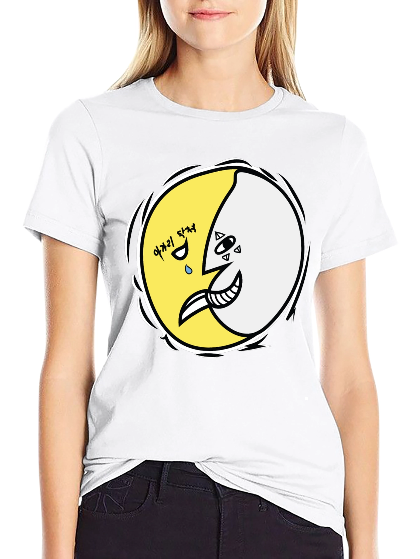 Unique Crescent Moon Graphic T-Shirt
