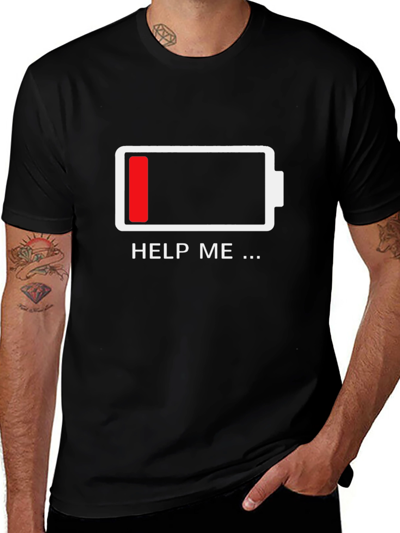 Low Battery T-Shirt - Funny Help Me Design