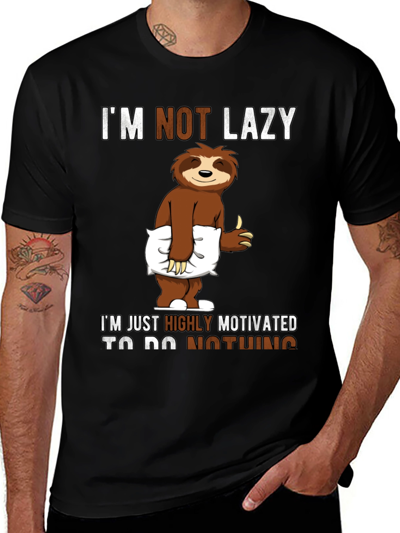 Lazy Sloth Graphic T-Shirt - Motivation Humor Tee
