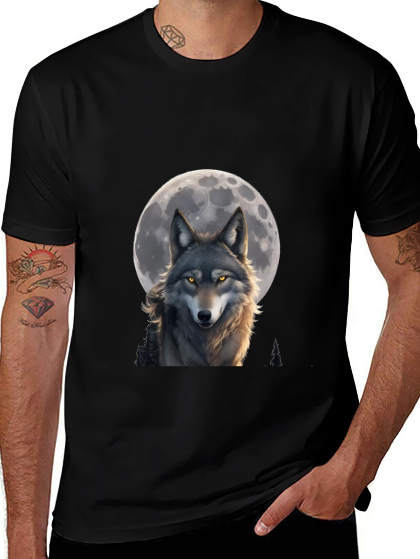 Wolf Moon T-Shirt - Artistic Wildlife Design