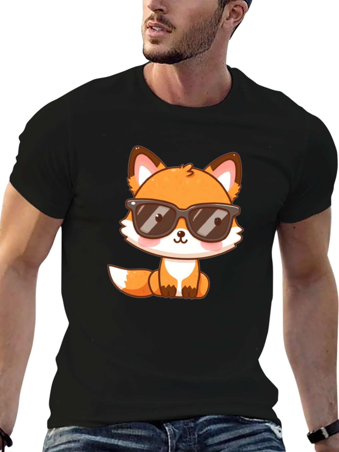 Cool Fox Graphic T-Shirt - Black